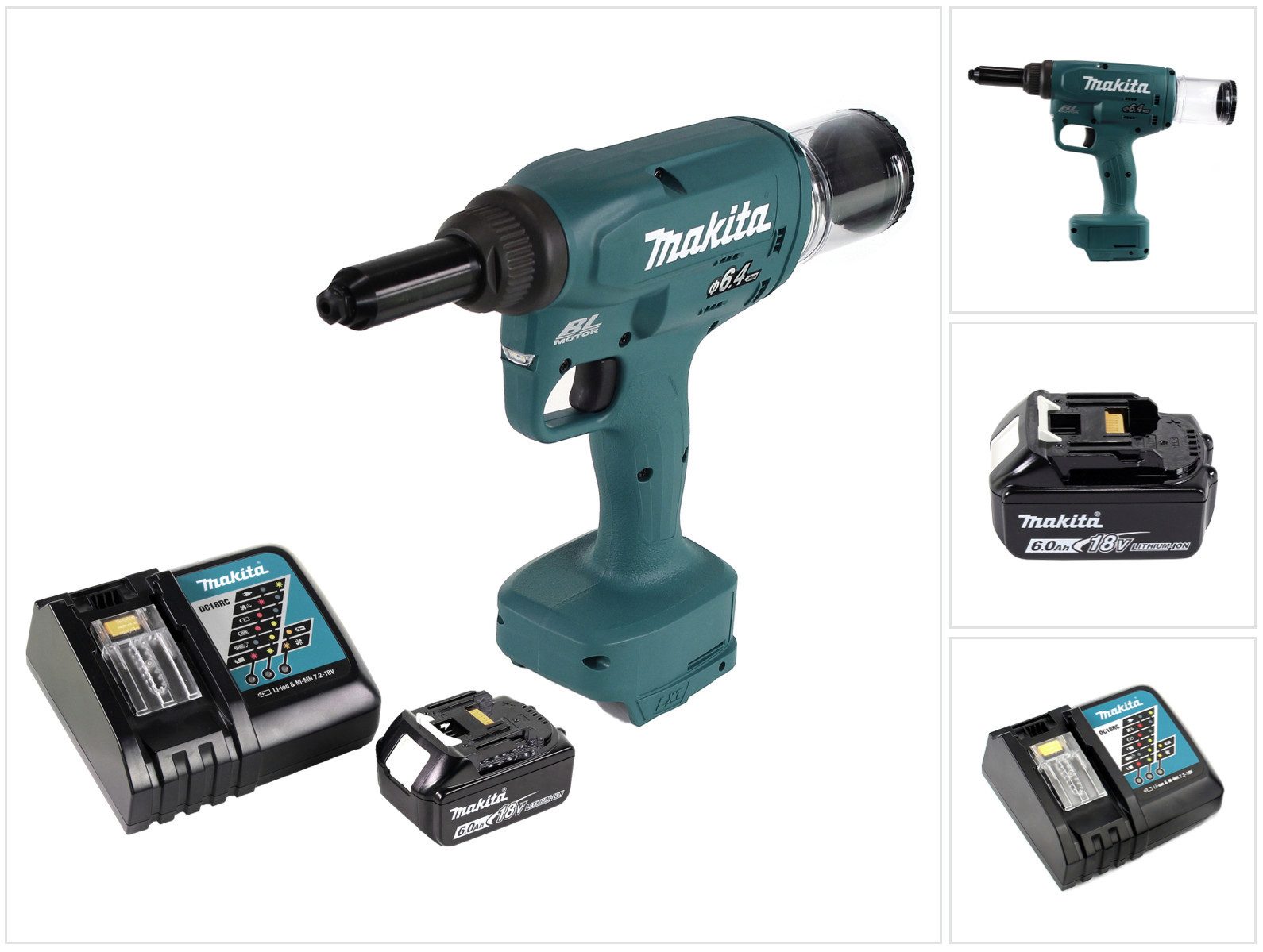 Makita Blindnietzange DRV 250 RG1 Akku Blindnietsetzgerät 18V 20kN Brushless + 1x Akku