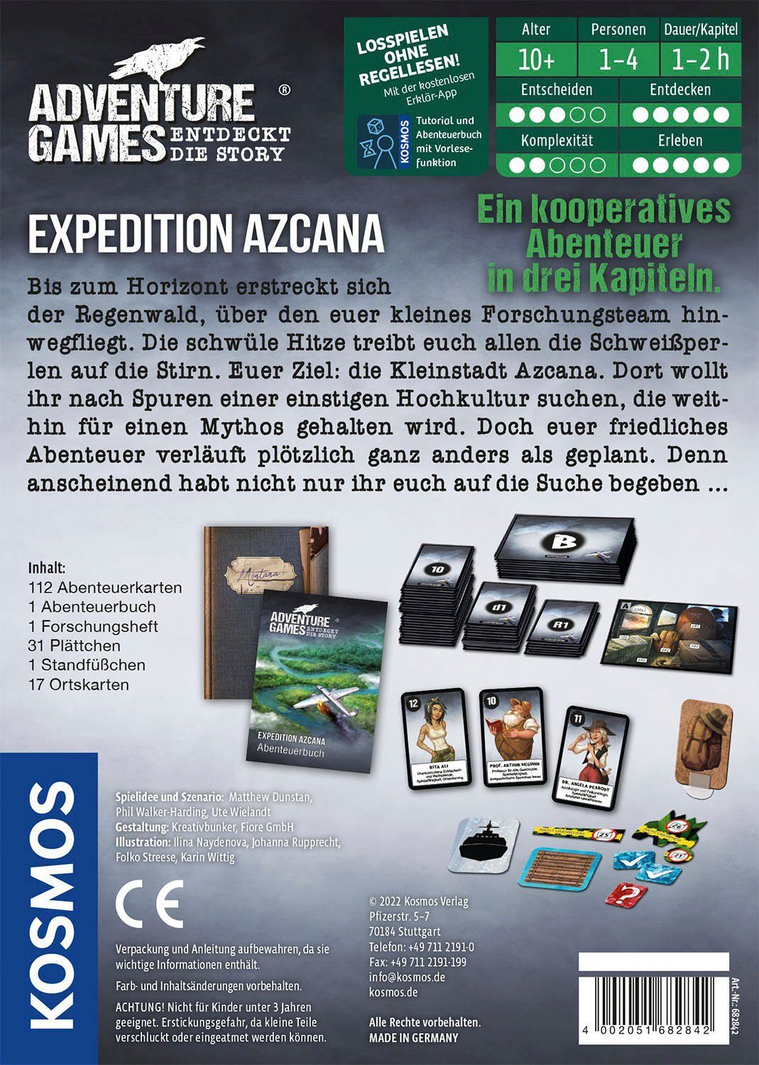 Games Verlag KOSMOS Kosmos Made Adventure Abenteuerspiel Germany Spiel, Azcana, in Expedition -