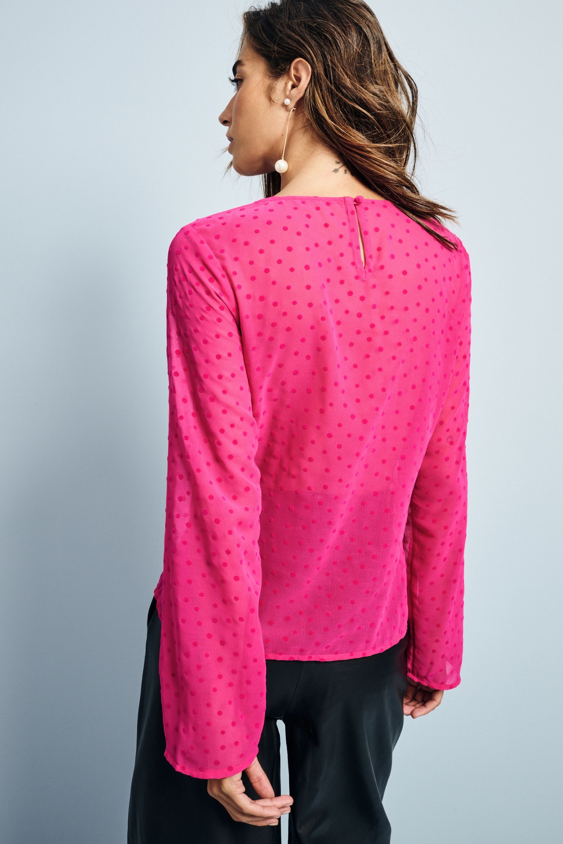 Next Langarmbluse Transparente Bluse mit Schleifendetail günstig online kaufen
