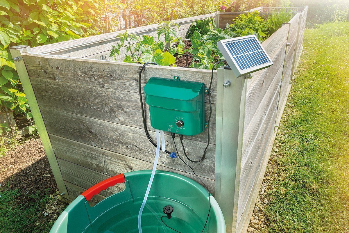 esotec Bewässerungssystem Solar Bewässerungssystem Waterdrops Komplettset mit 15 Sprinklern