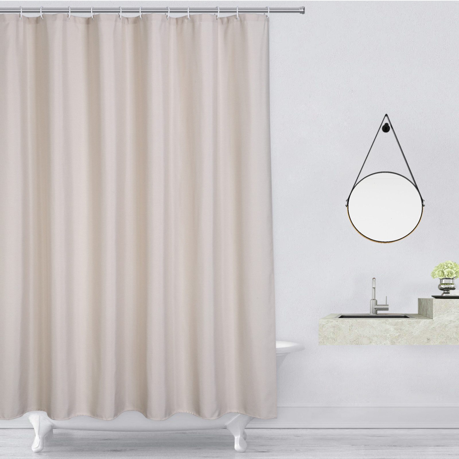 GarveeMore Duschvorhang Wasserdichter Duschvorhang, robuste Polyester, inklusive Haken Breite 81 cm