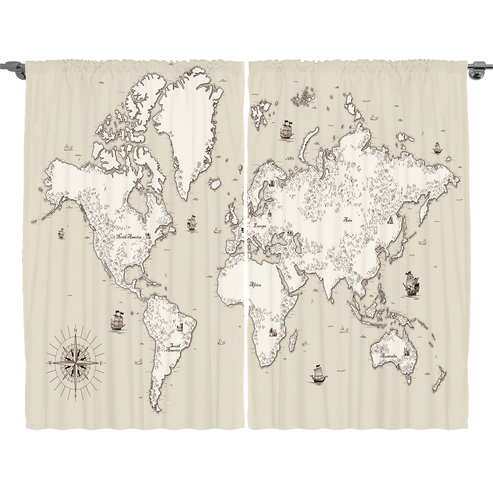 Gardine Schlafzimmer Kräuselband Vorhang mit Schlaufen und Haken