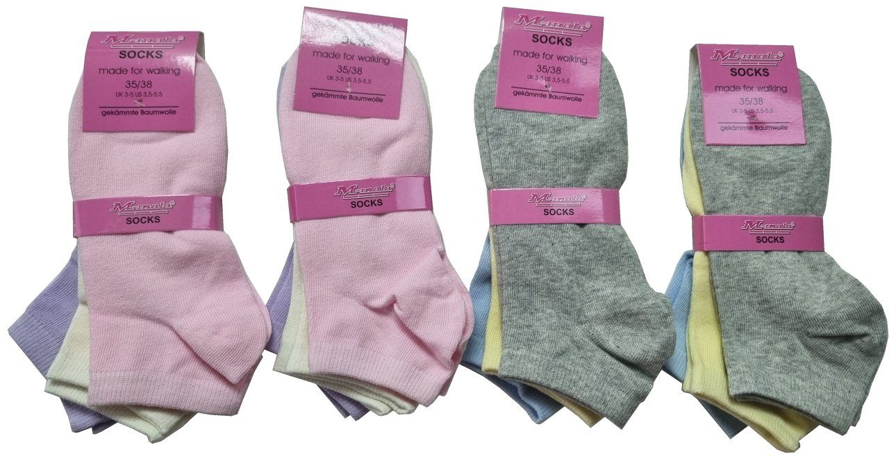 Girls Fashion Feinsöckchen Sneaker Söckchen Socken uni 12 Paar SM80903 (Packung, 12 Paar)