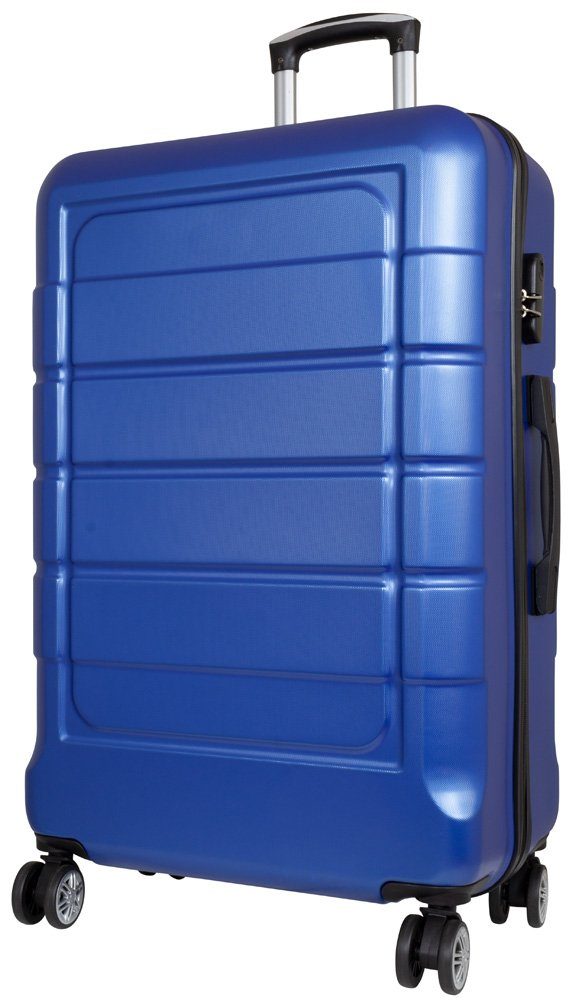 Trendyshop365 Koffer Como 4 Farben, 4 Rollen, großer Trolley für den Jahresurlaub, Hartschale, Zahlenschloss blau