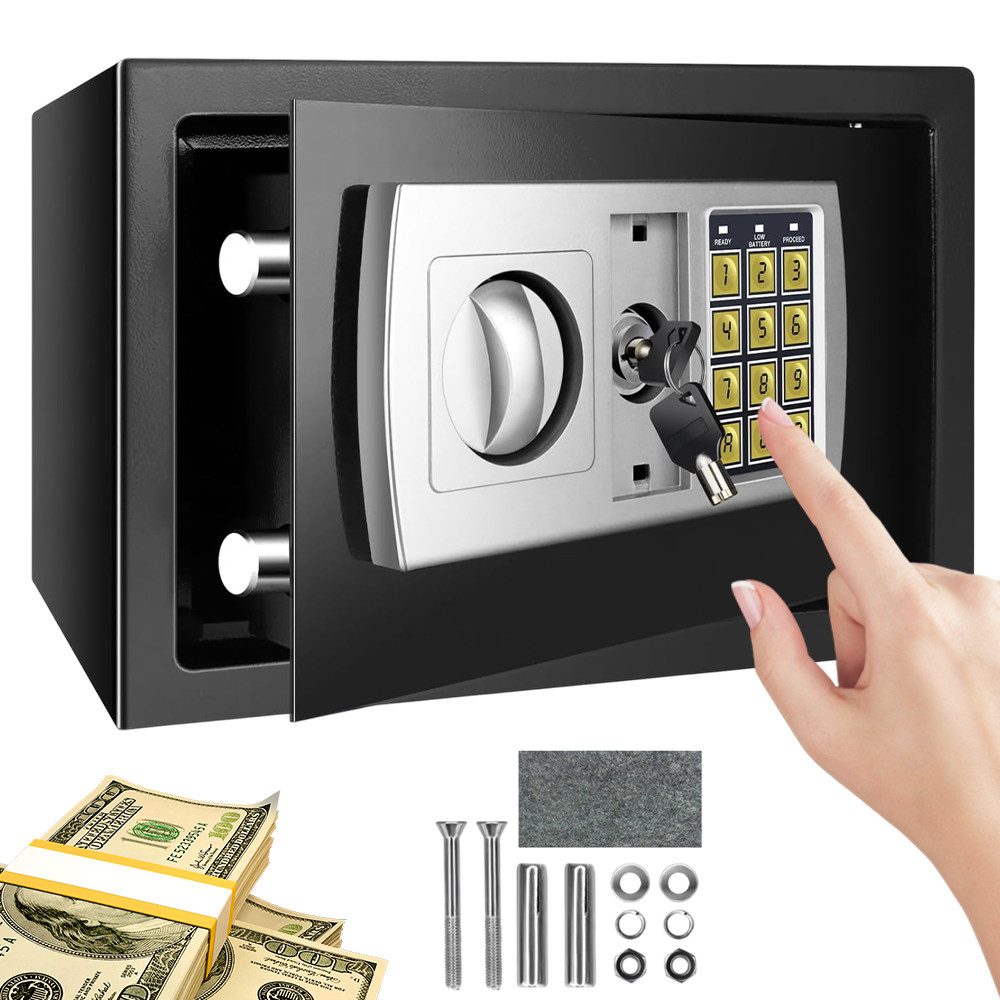 AKKEE Tresor Elektronischer Safe, 8,5L Elektronischer Passwort Safe, (31 x 20 x 20 cm, Abmessungen), mit Doppelbolzen-Verschlusssystem