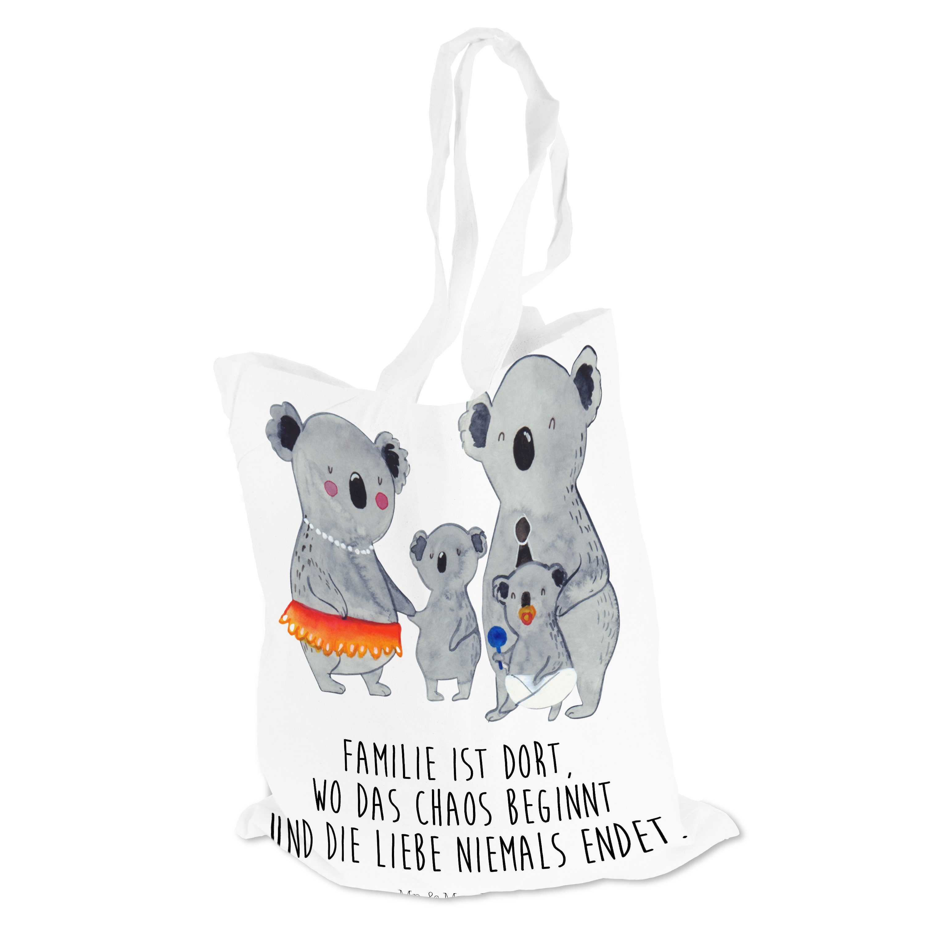 Mr. & Panda Koala Beutel, Tragetasche quality Jutebeutel, Geschenk, - - Familie (1-tlg) Ge Mrs. time, Weiß