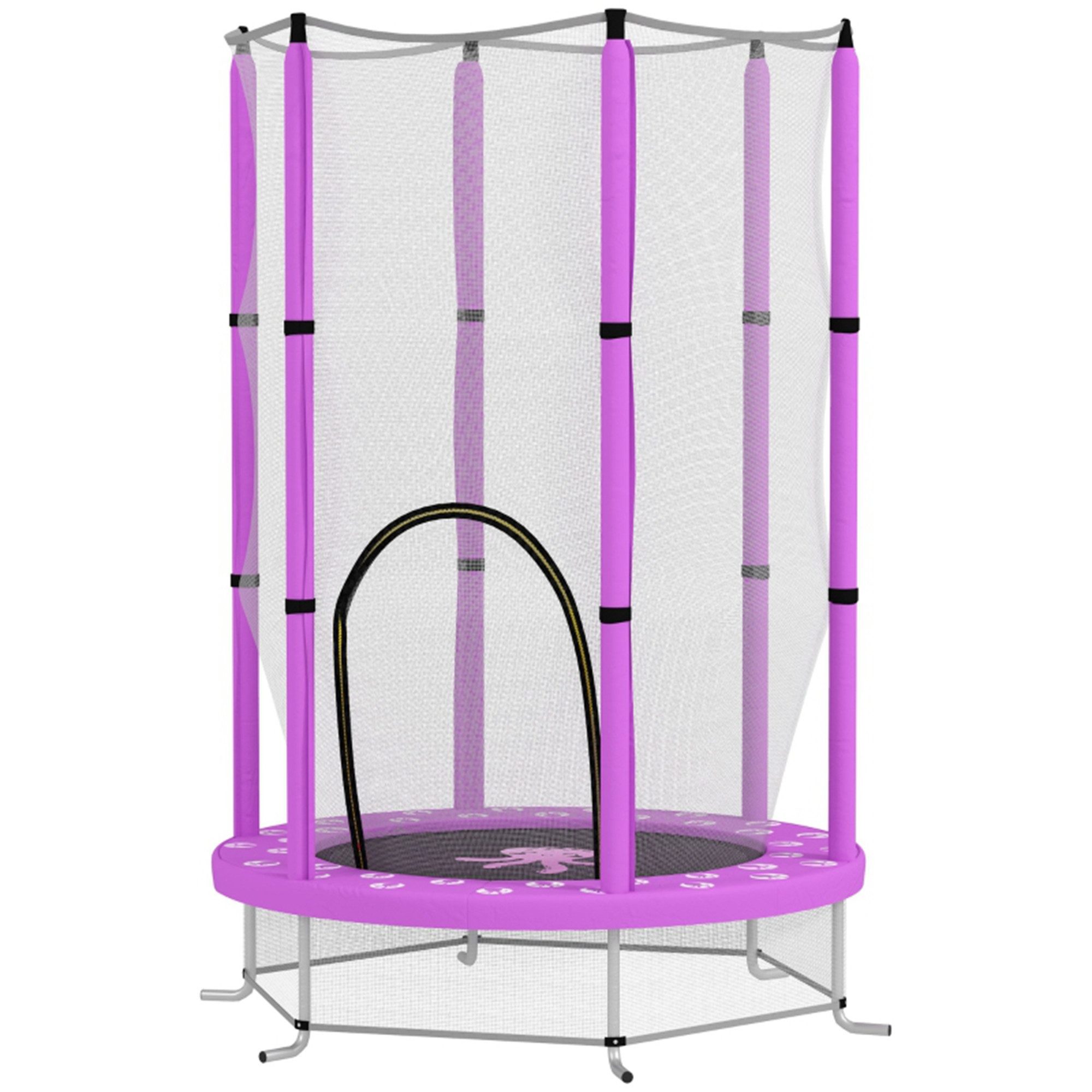 MC Star Gartentrampolin Kinder Trampolin Ø140 cm, Indoor Trampolin mit Sicherheitsnetz, Randabdeckung Gummiseil, Kindertrampolin mit Tür mit Reißverschluss