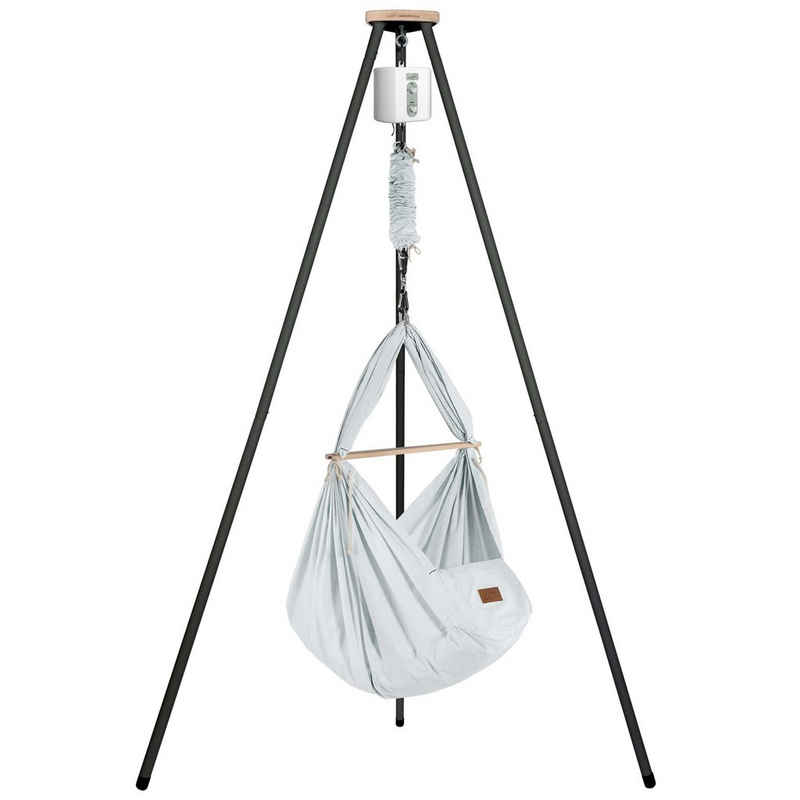 Schmusewolke Stubenbett Federwiege Bio AirGrey mit Tipi Anthrazit und Motor