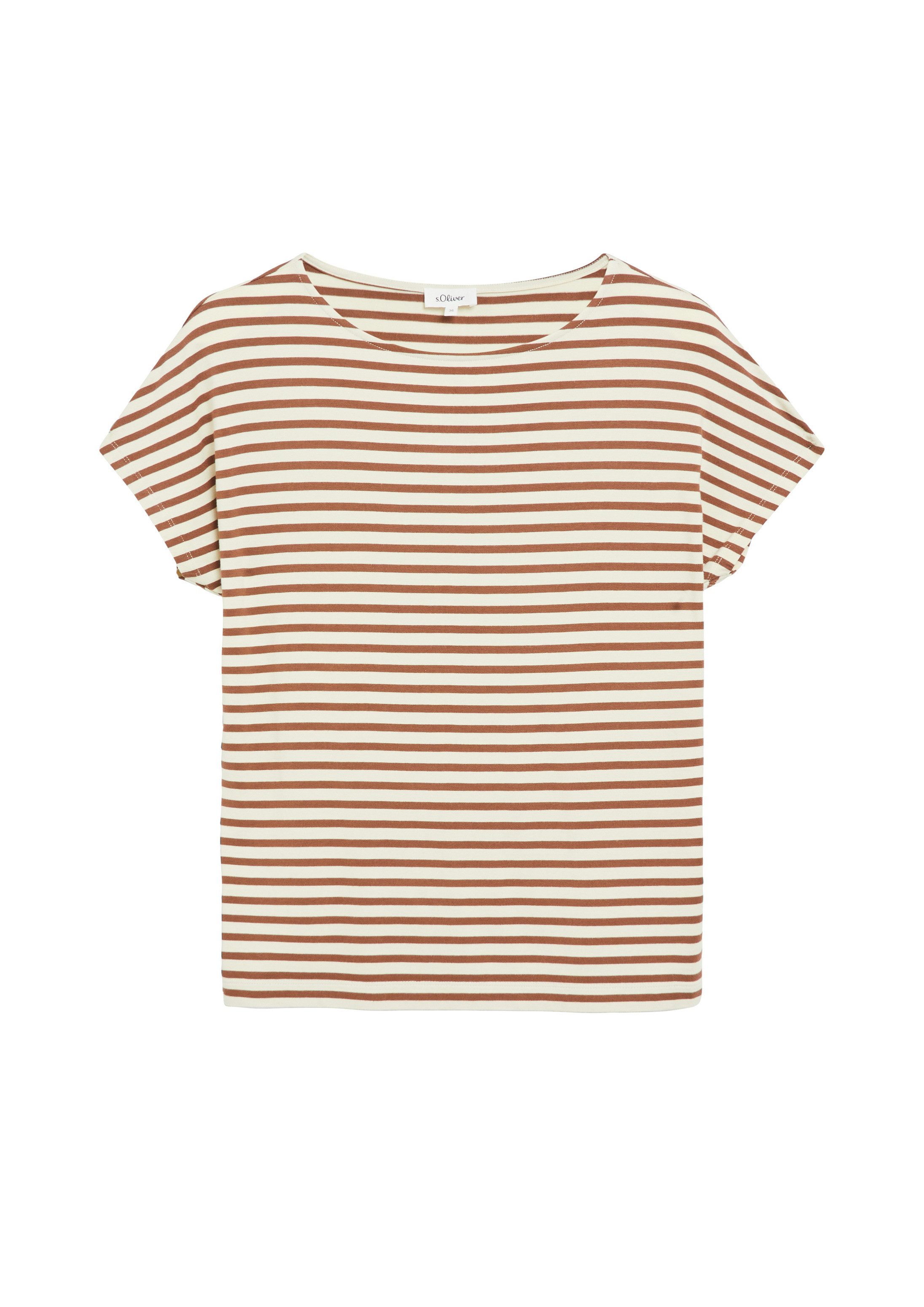 s.Oliver Kurzarmshirt T-Shirt Fließendes T-Shirt mit überschnittenen Schultern