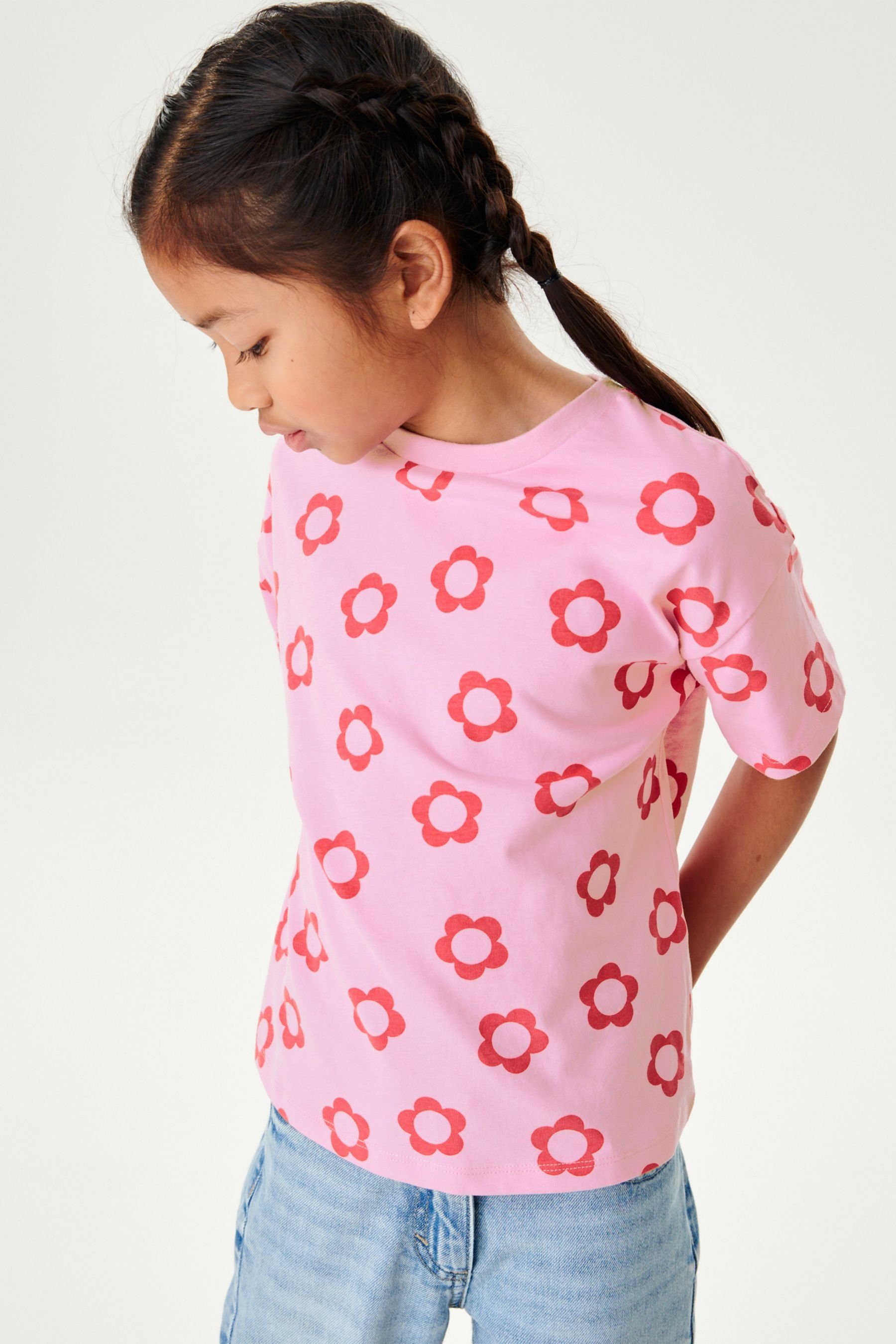 Langarmshirt (1-tlg) Pink Relaxed-Fit T-Shirt im Floral Next