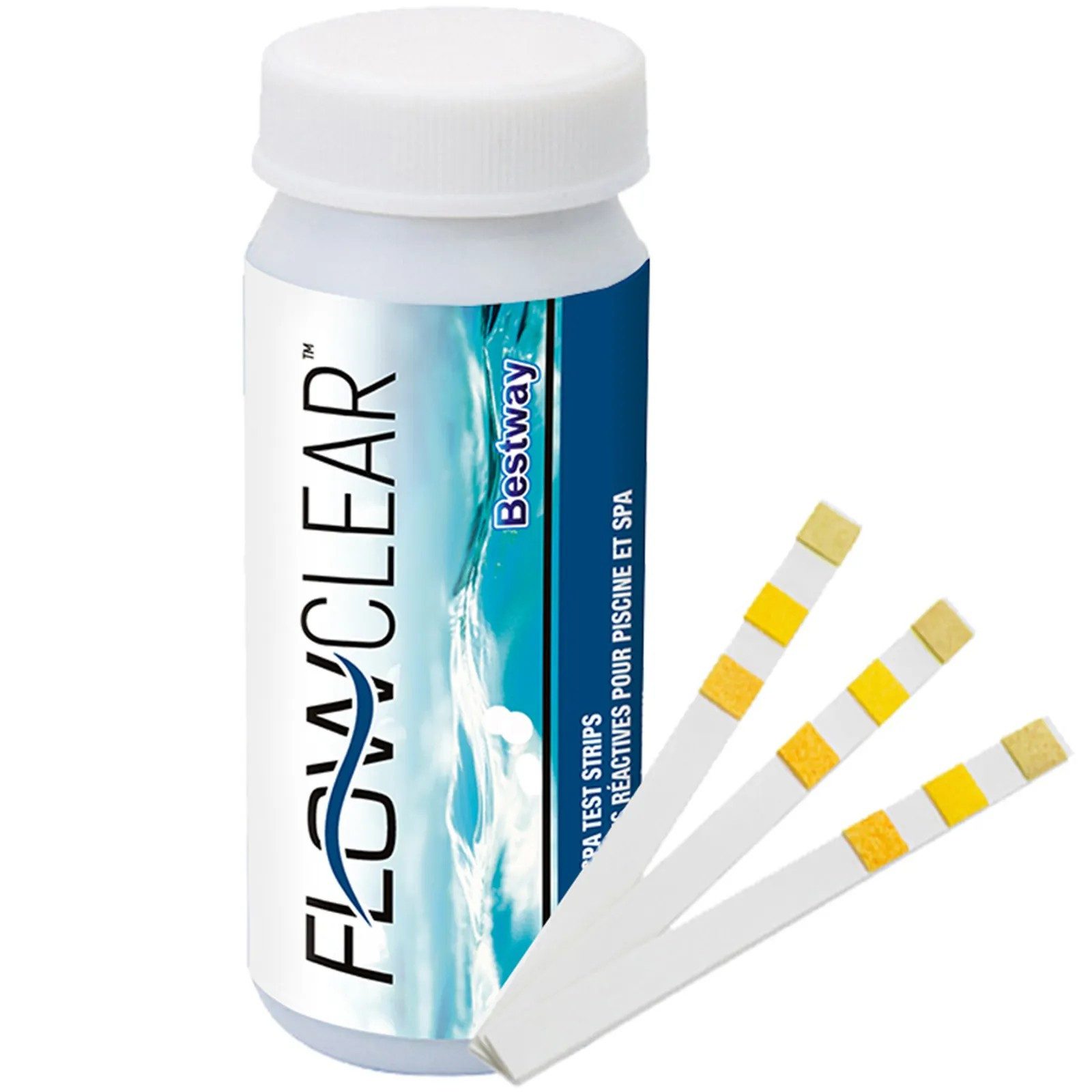 BESTWAY Pool-Wassertest Poolwasser Teststreifen, 3 Messparameter, Spar-Set, 1-tlg., Dreifachfunktion, 50 Teststreifen, luftdicht verpackt