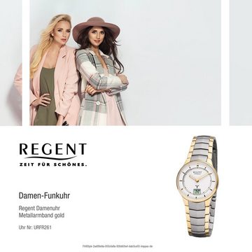 Regent Funkuhr Regent Damen Uhr FR-261 Metall Funk, Damen Funkuhr rund, klein (ca. 30mm), Metallarmband