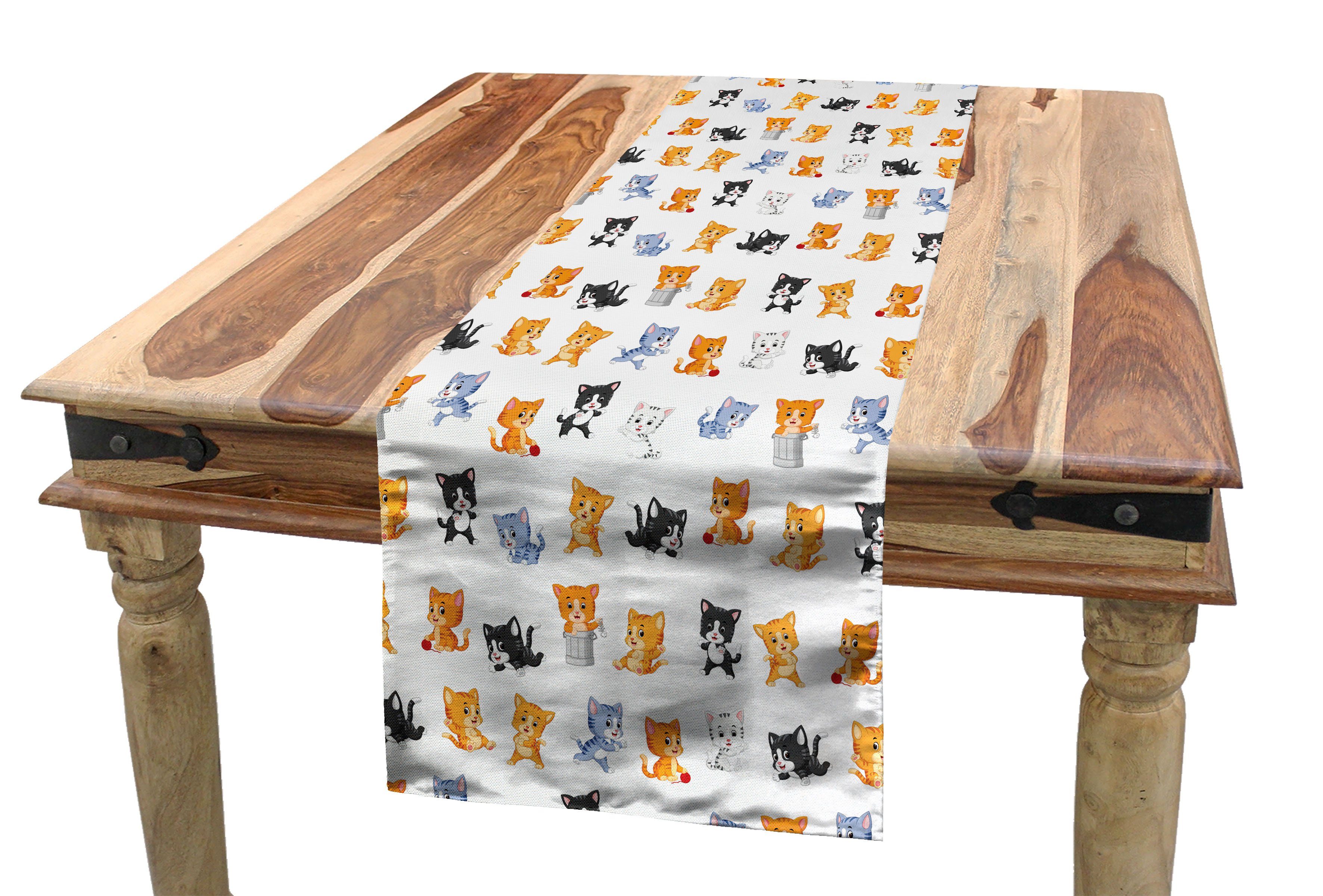 Esszimmer Wunderliche Tischläufer, Küche Dekorativer Tischläufer bunte und Abakuhaus Rechteckiger Katzen Kätzchen
