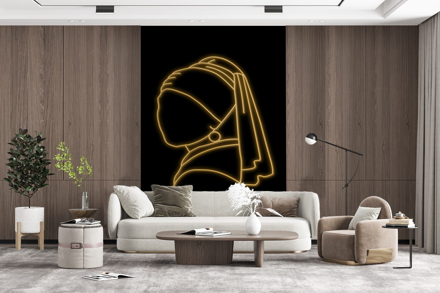 Gold, Fototapete Perlenohrring für Mädchen Wandtapete St), einem Johannes Tapete (3 - Wohnzimmer, - mit Vinyl MuchoWow Vermeer bedruckt, Montagefertig Matt,