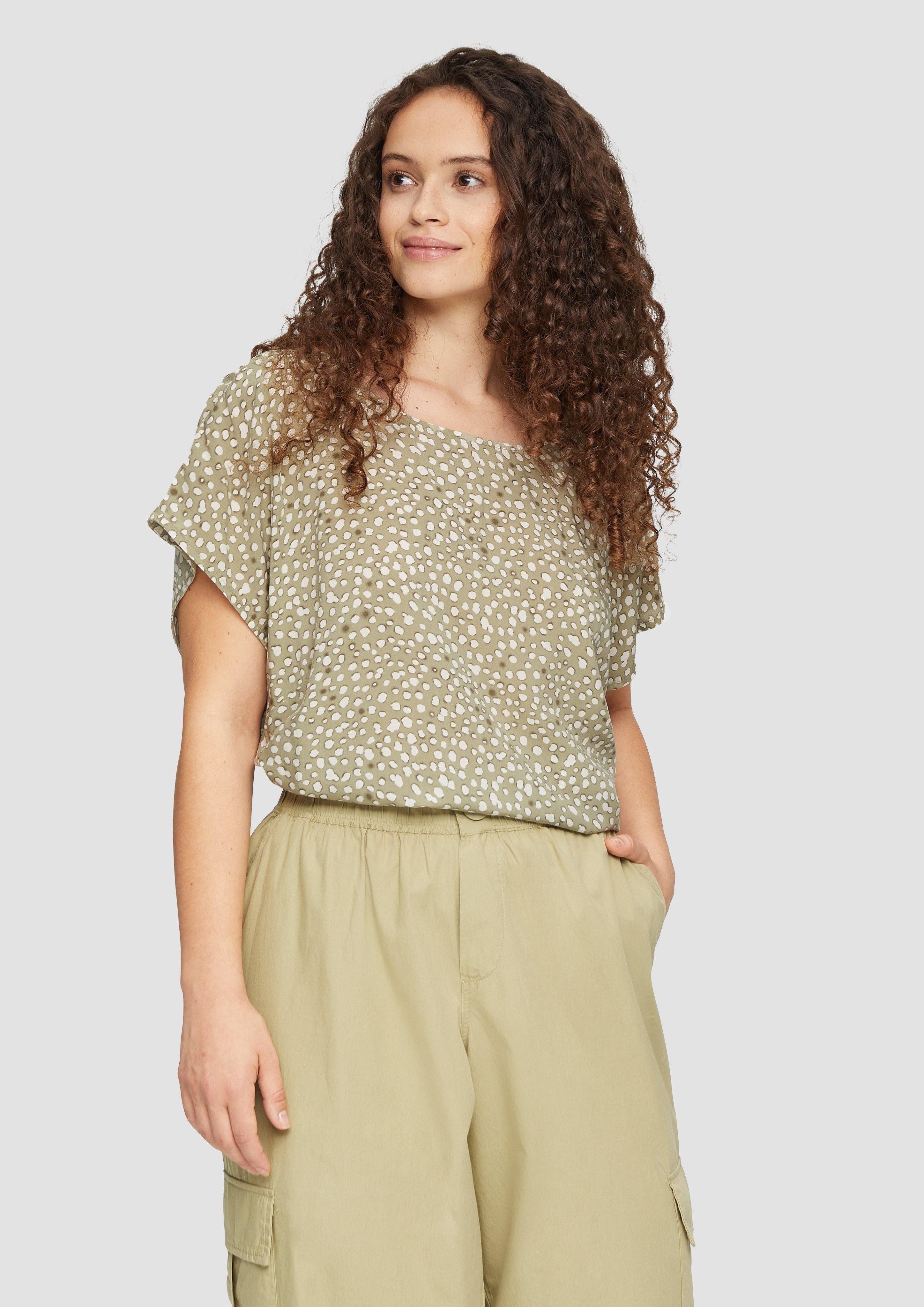 Langarmbluse Oversized-Bluse mit überschnittenen Schultern und Teilungsnaht