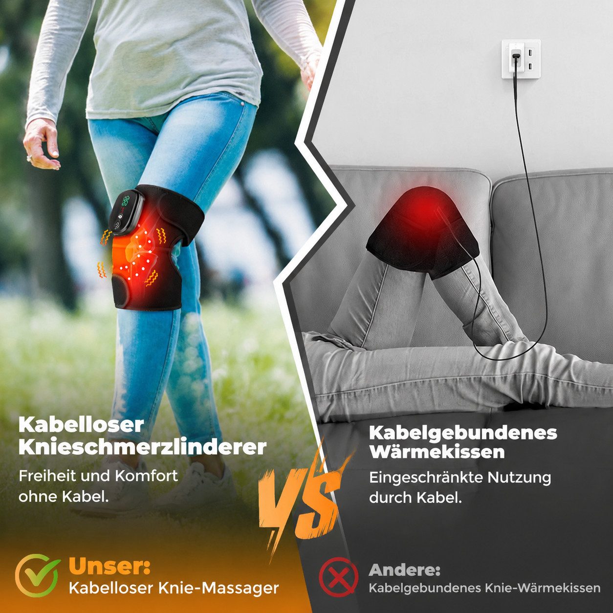 Toomoke Massagegerät Kniemassagegerät, Massagebandage, Wärmebandage für mehrere Körperzonen, Vibrationsmassagegerät für Knie, Schulter, Ellenbogen und Beine, 50 – Bild 5 von 5