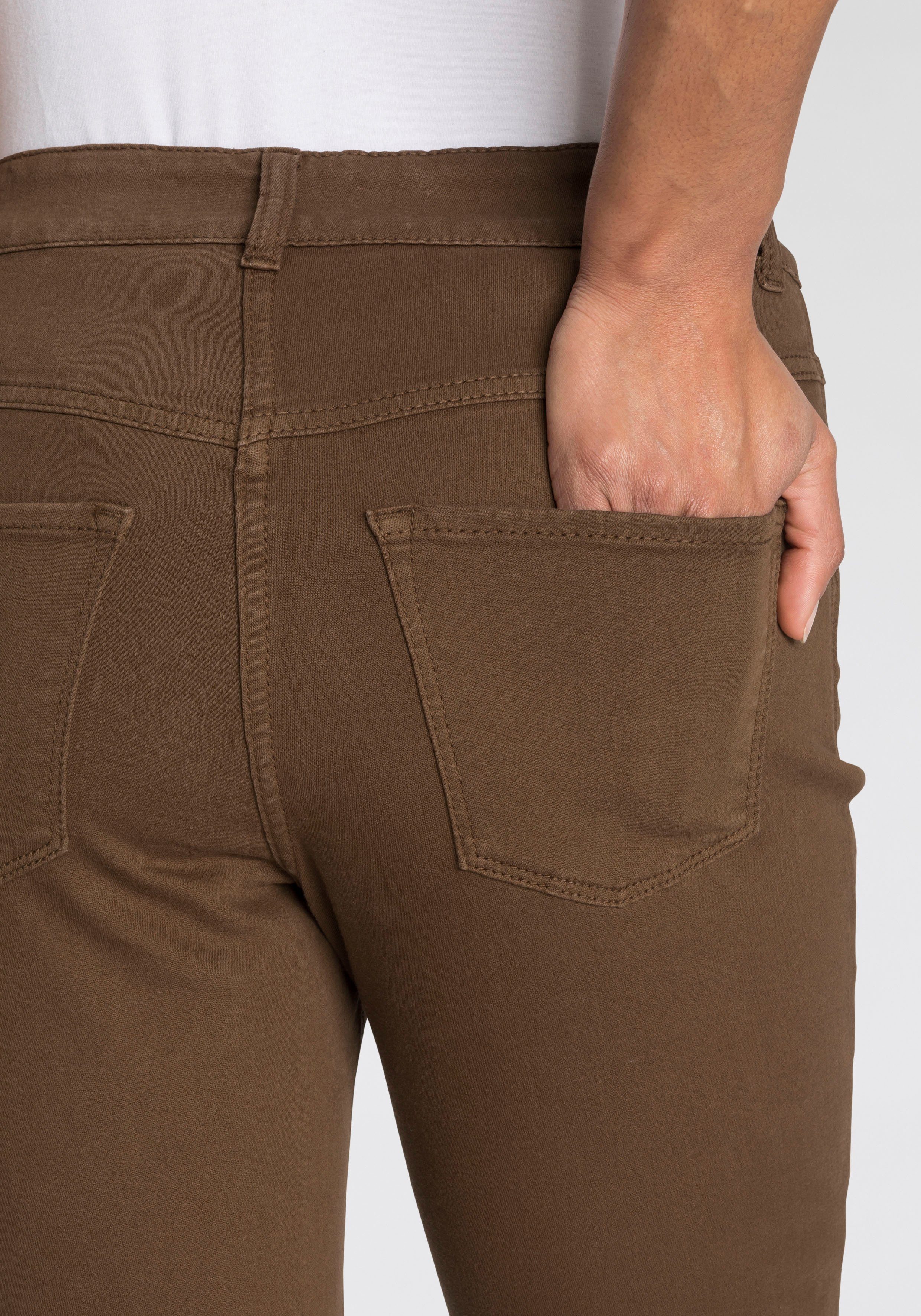 ganzen fawn MAC den Tag bequem brown Skinny-fit-Jeans Qualität sitzt Hiperstretch-Skinny Power-Stretch
