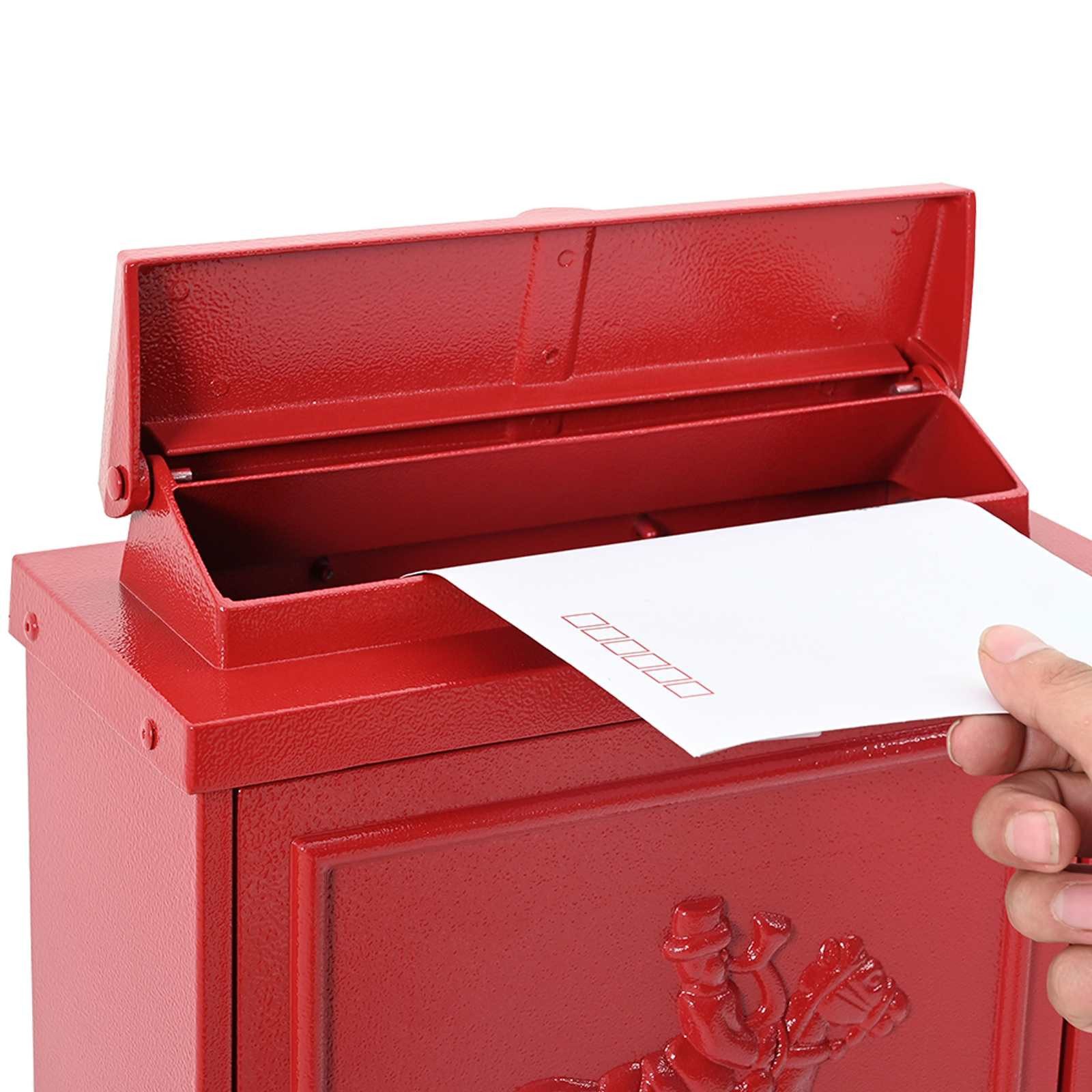 vidaXL Briefkasten Wandmontierter Briefkasten Rot 29 x 13 x 41 cm Gussaluminium (1-St)