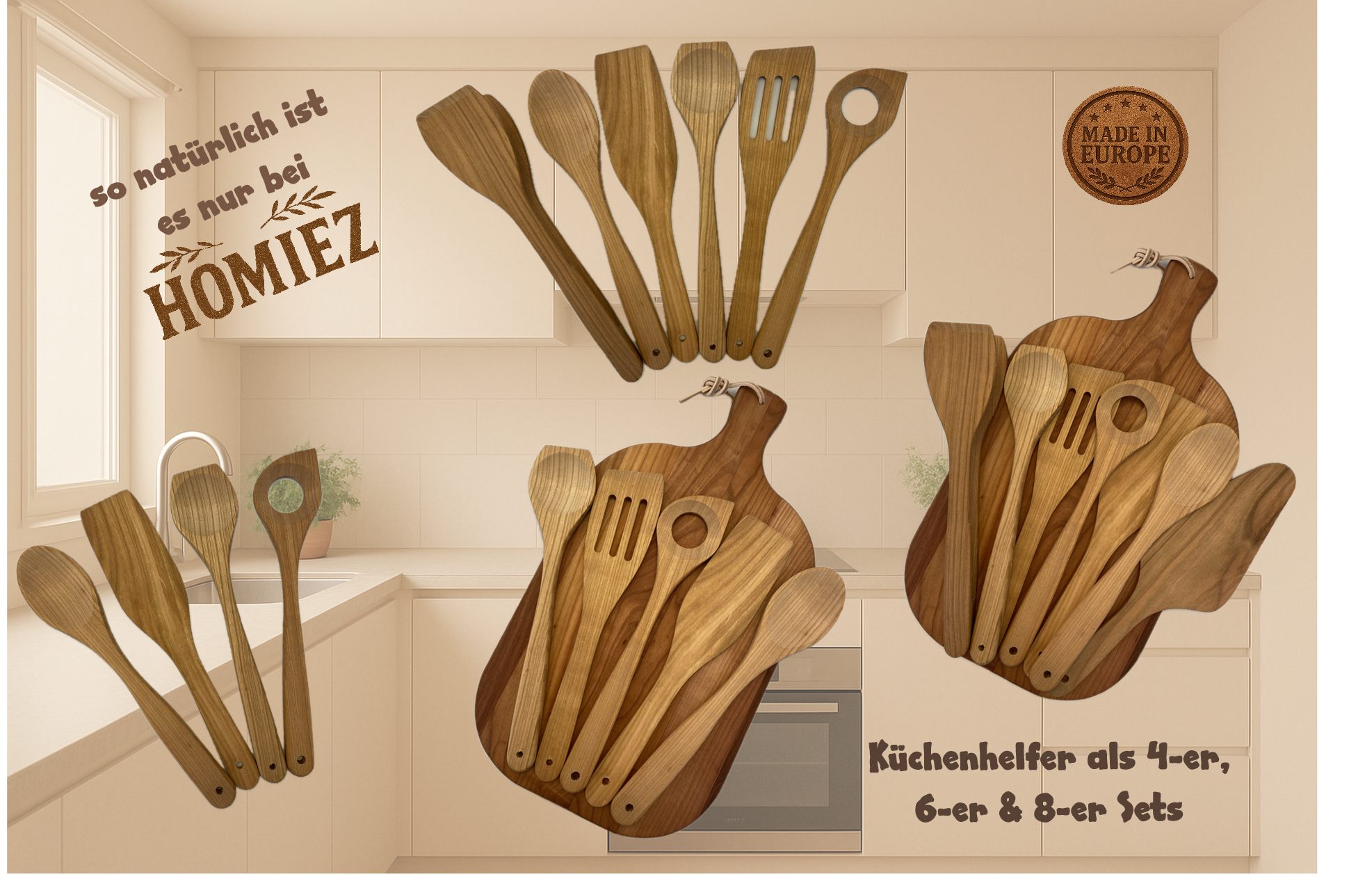 homiez Kochlöffel aus Kirschholz im Set in verschiedenen Ausführungen!