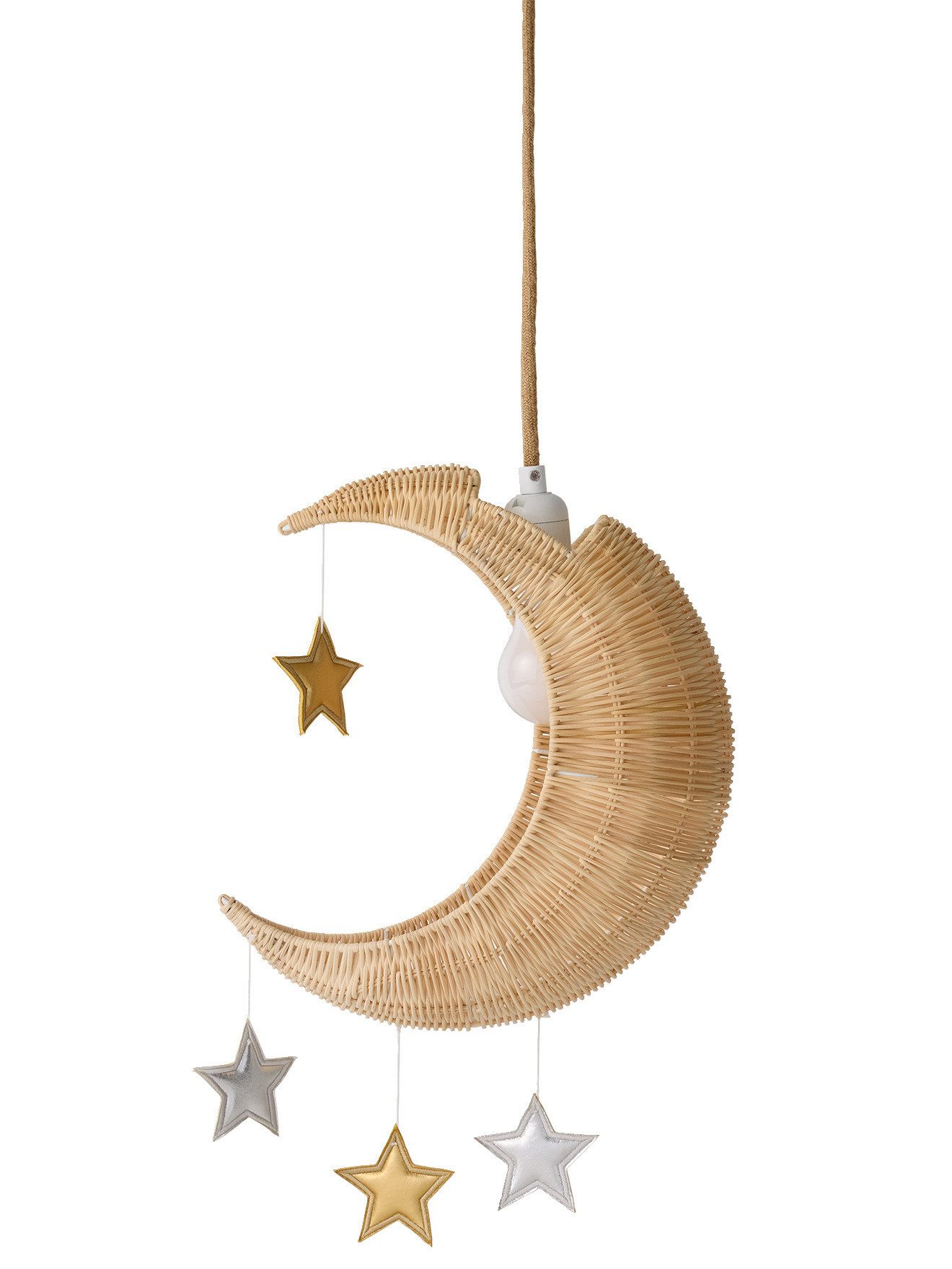 vertbaudet Lampenschirm Kinderzimmer Lampenschirm MOND aus Rattan, Befestigungsset separat erhältlich