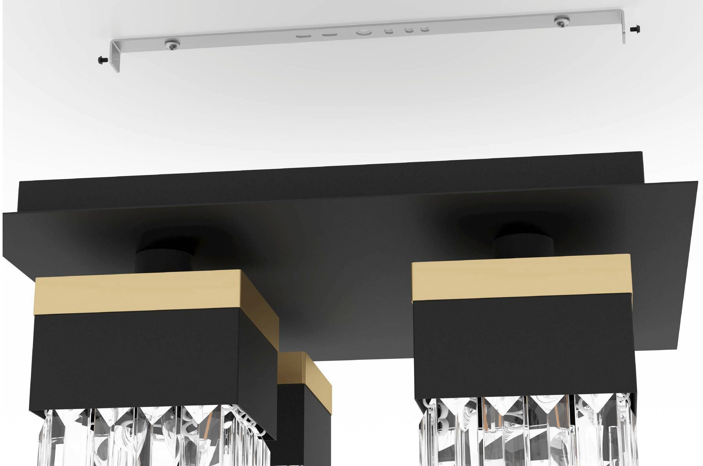 EGLO Deckenleuchte - aus ohne Leuchtmittel E14 und - Leuchtmittel, Deckenleuchte schwarz in 40W wechselbar, BARRANCAS, gold Stahl exkl