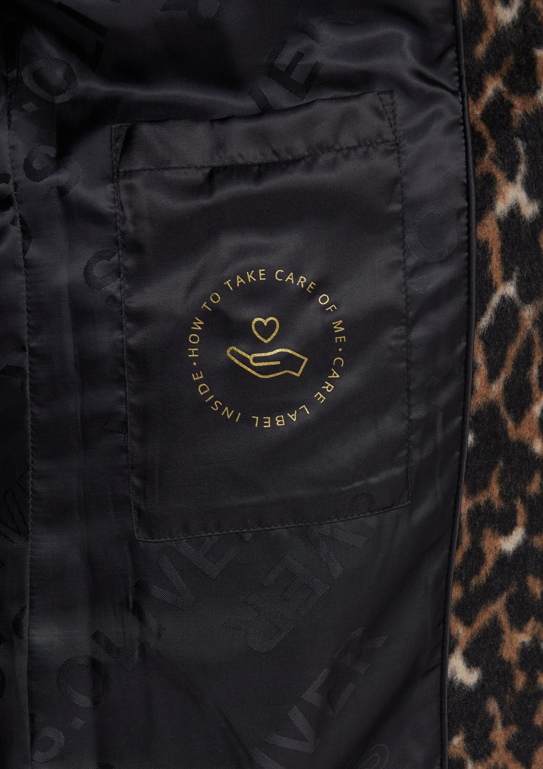 s.Oliver Funktionsmantel Outdoor-Mantel Wollmixmantel mit Leo-Muster und Eingrifftaschen