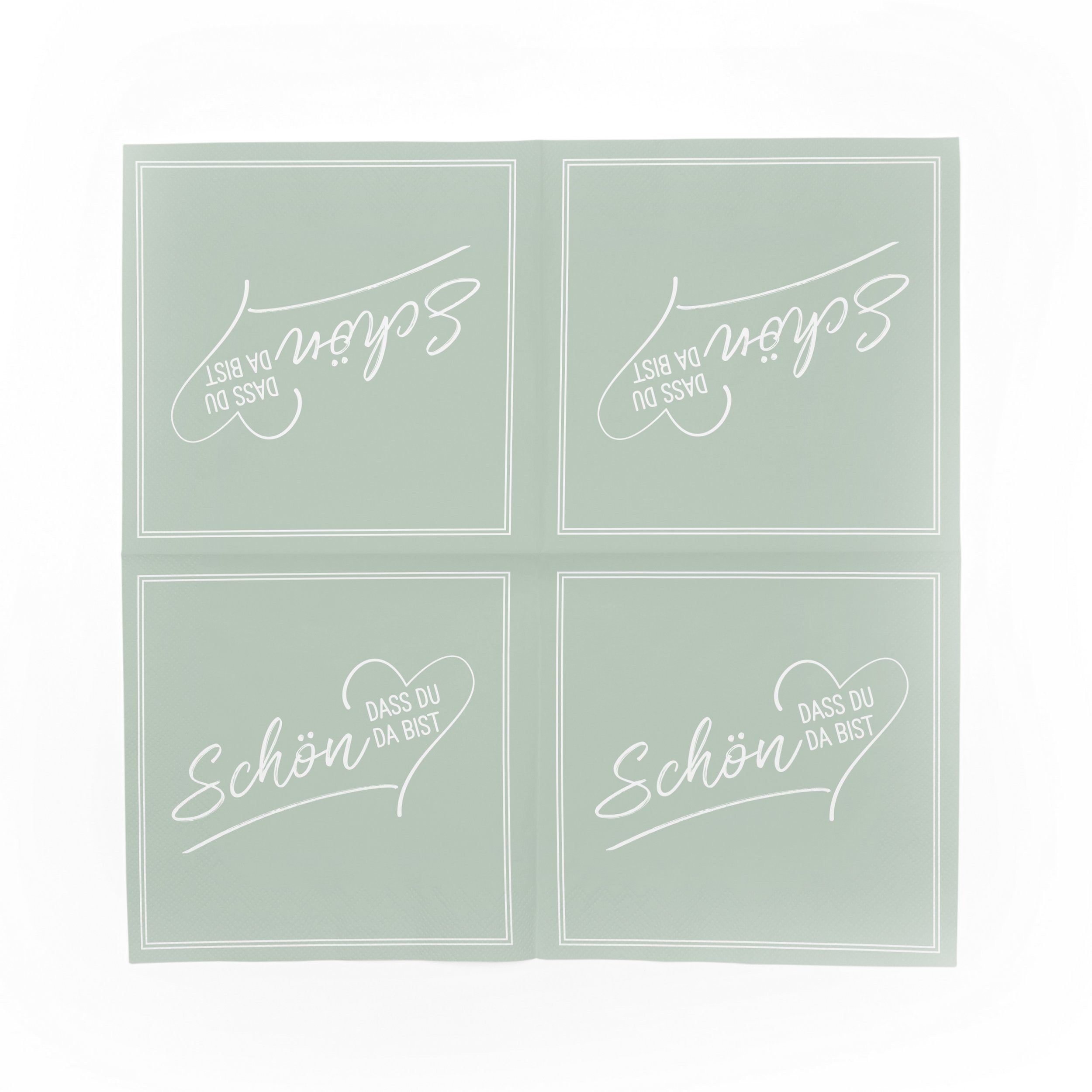 itenga Papierserviette ITENGA 40x Servietten Schön dass du da bist V2 eukalyptus grün – Bild 4 von 5