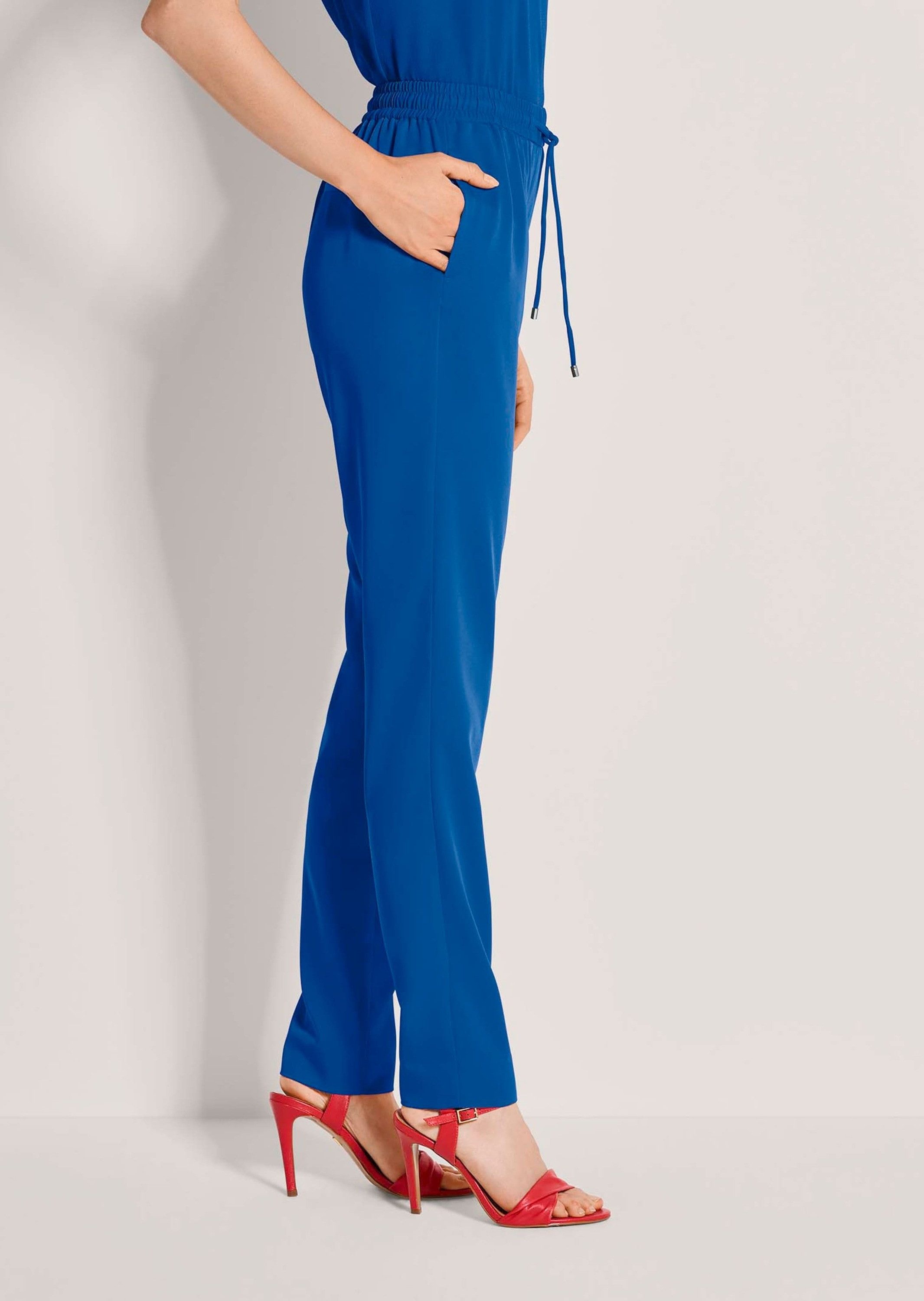 MADELEINE Jogger Pants Kurzgröße: Schlupfhose mit Bindeband Jerseyhose mit Schlupfbund, Taschen, Bügelfalten und Knöchellänge