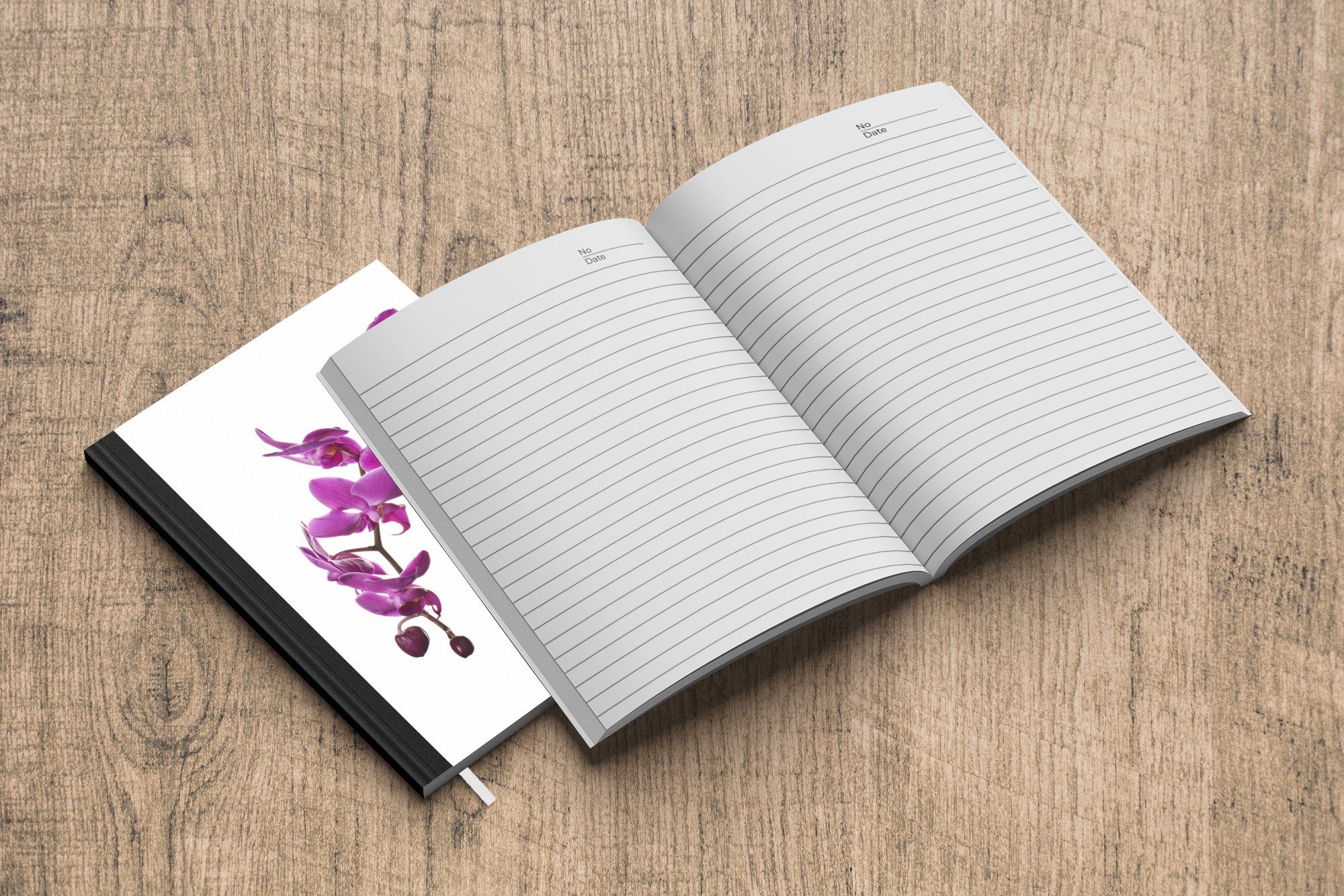 A5, 98 Orchidee weißem MuchoWow Merkzettel, Tagebuch, Notizbuch Haushaltsbuch Journal, Notizheft, Seiten, Hintergrund, vor