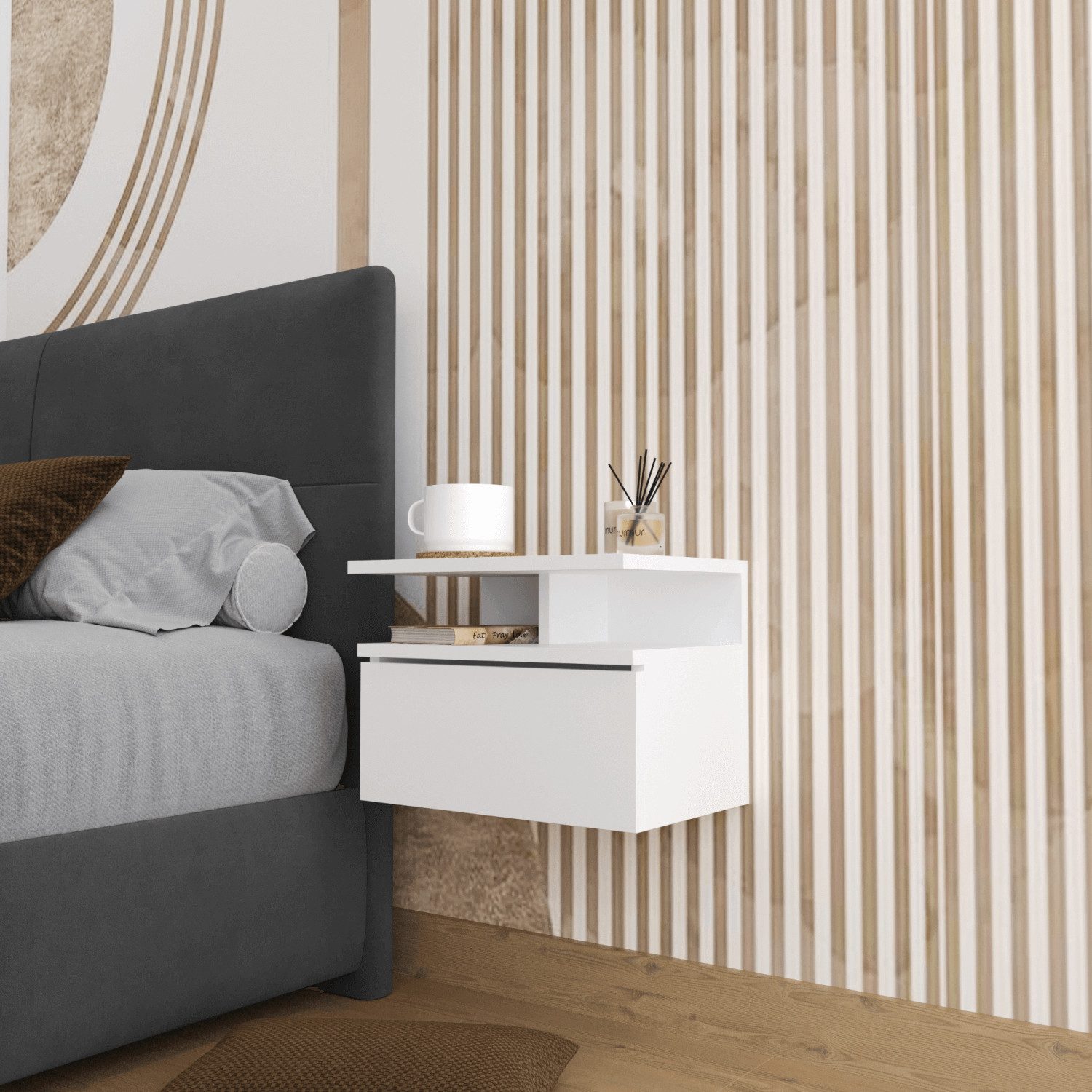 BDR Smart Home Art Kommode Venus Wand-Nachttisch Pine Platzsparend Design mit 2 Farbe