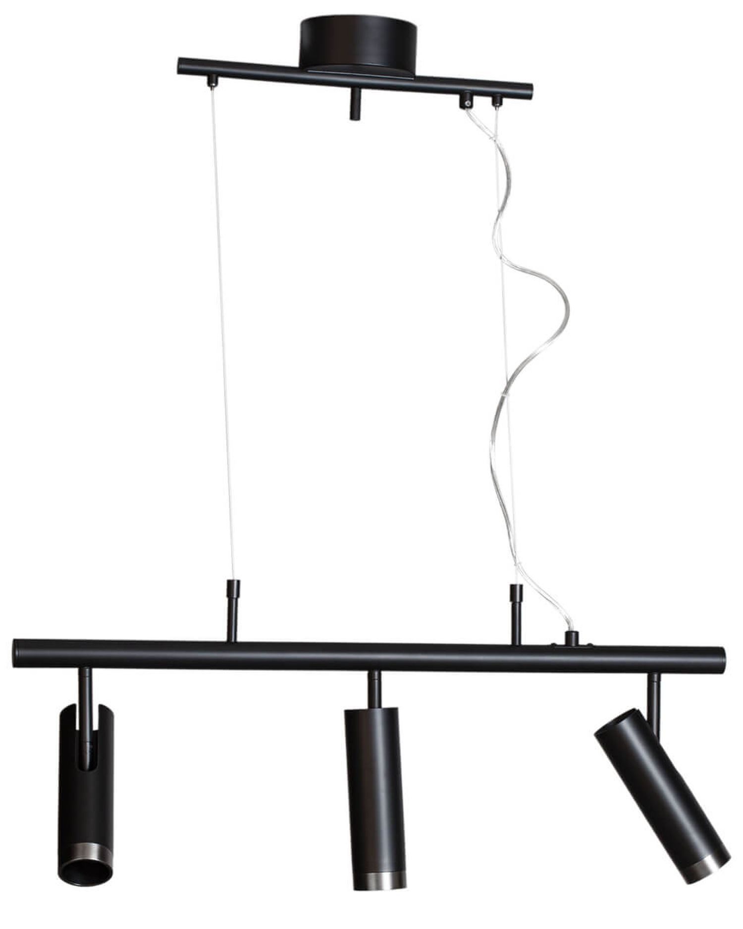 Licht-Erlebnisse Pendelleuchte ODD, ohne Leuchtmittel, Metall Schirme L: 80 cm H: max. 140 cm Schwarz 3-flammig GU10
