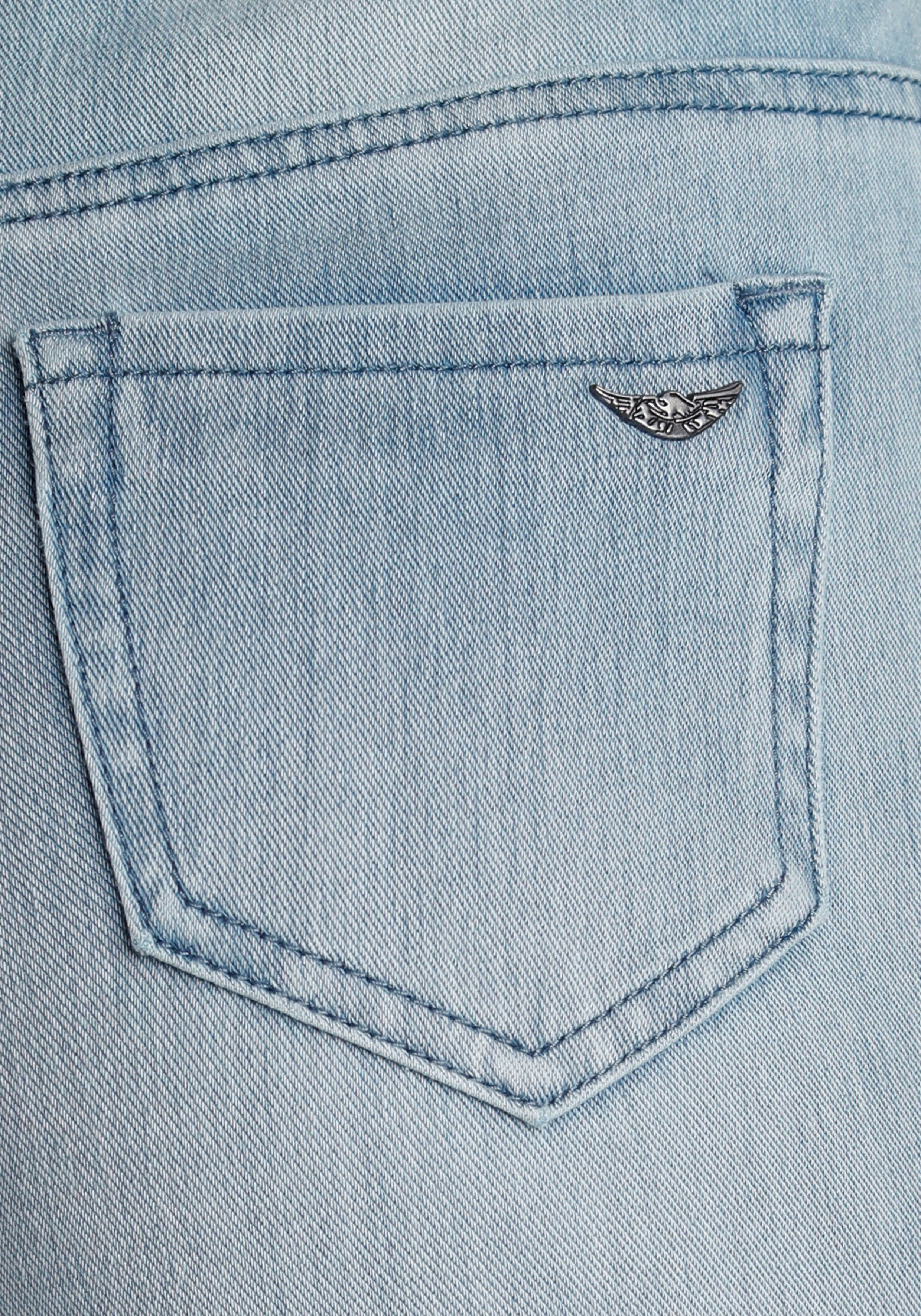 Arizona Jogg Pants High Denim-Optik in light-blue-washed Waist