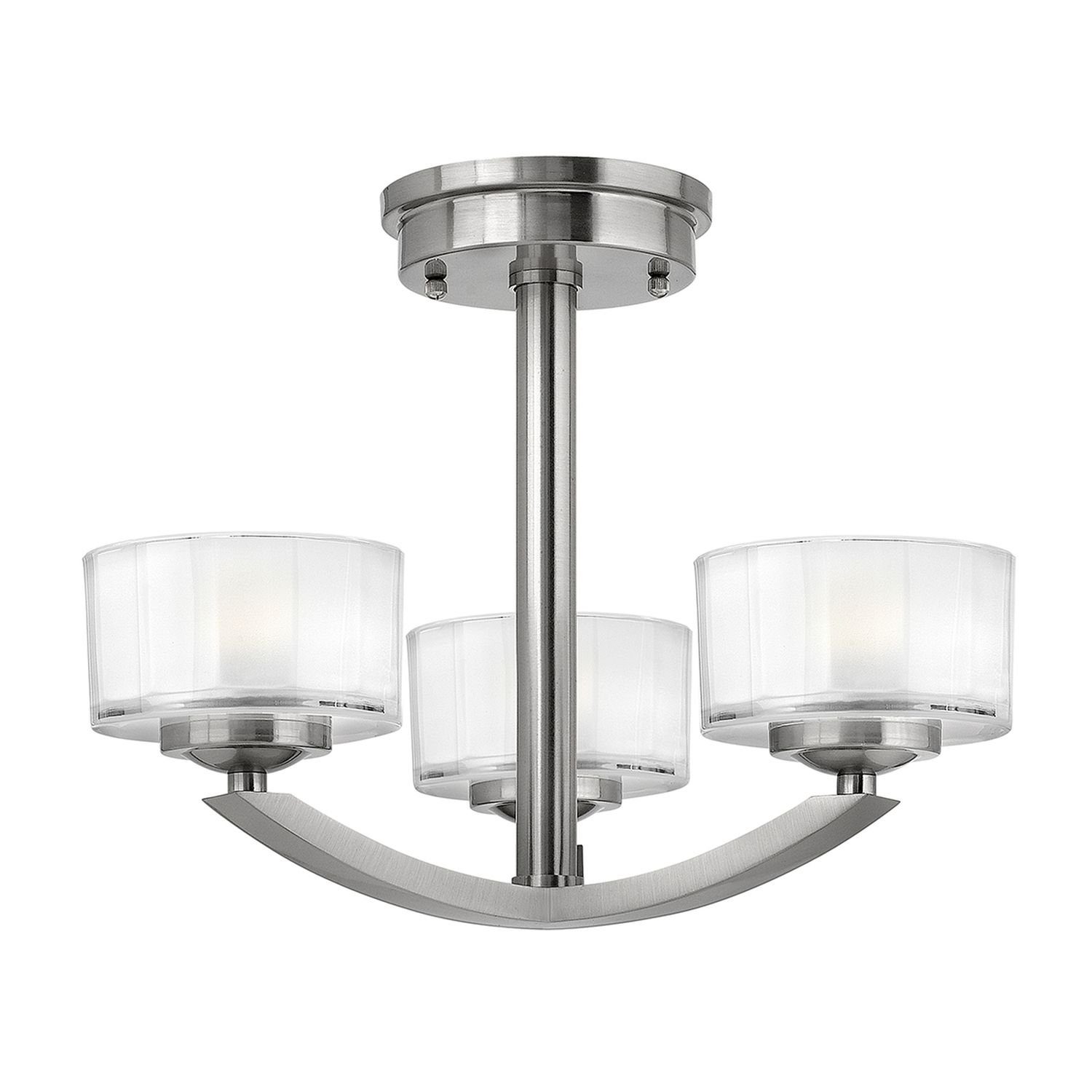 Metall Nickel Glas Deckenlampe Licht-Erlebnisse LOU, Deckenleuchte Weiß Warmweiß, ohne Leuchtmittel, E27 Modern