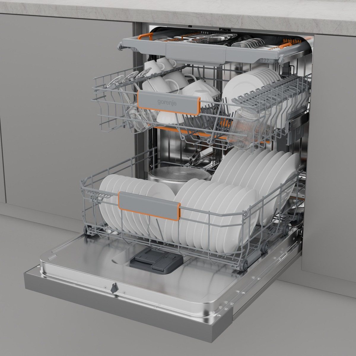 GORENJE teilintegrierbarer Geschirrspüler GI673B90X, 9,4 l, 16 Maßgedecke, TotalDry - automatische Türöffnung