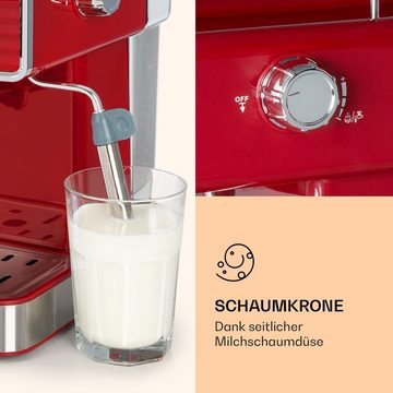 Klarstein Espressomaschine Gusto Classico Espressomaker, 1.5l Kaffeekanne, Gemahlener Kaffee & Pads: 2-in-1-Nutzung