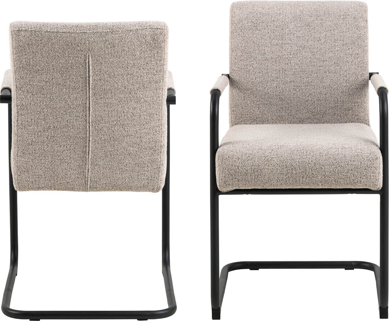 ebuy24 Esszimmerstuhl 2er Set Adele Esszimmerstuhl mit Armlehne beige. (2 St)