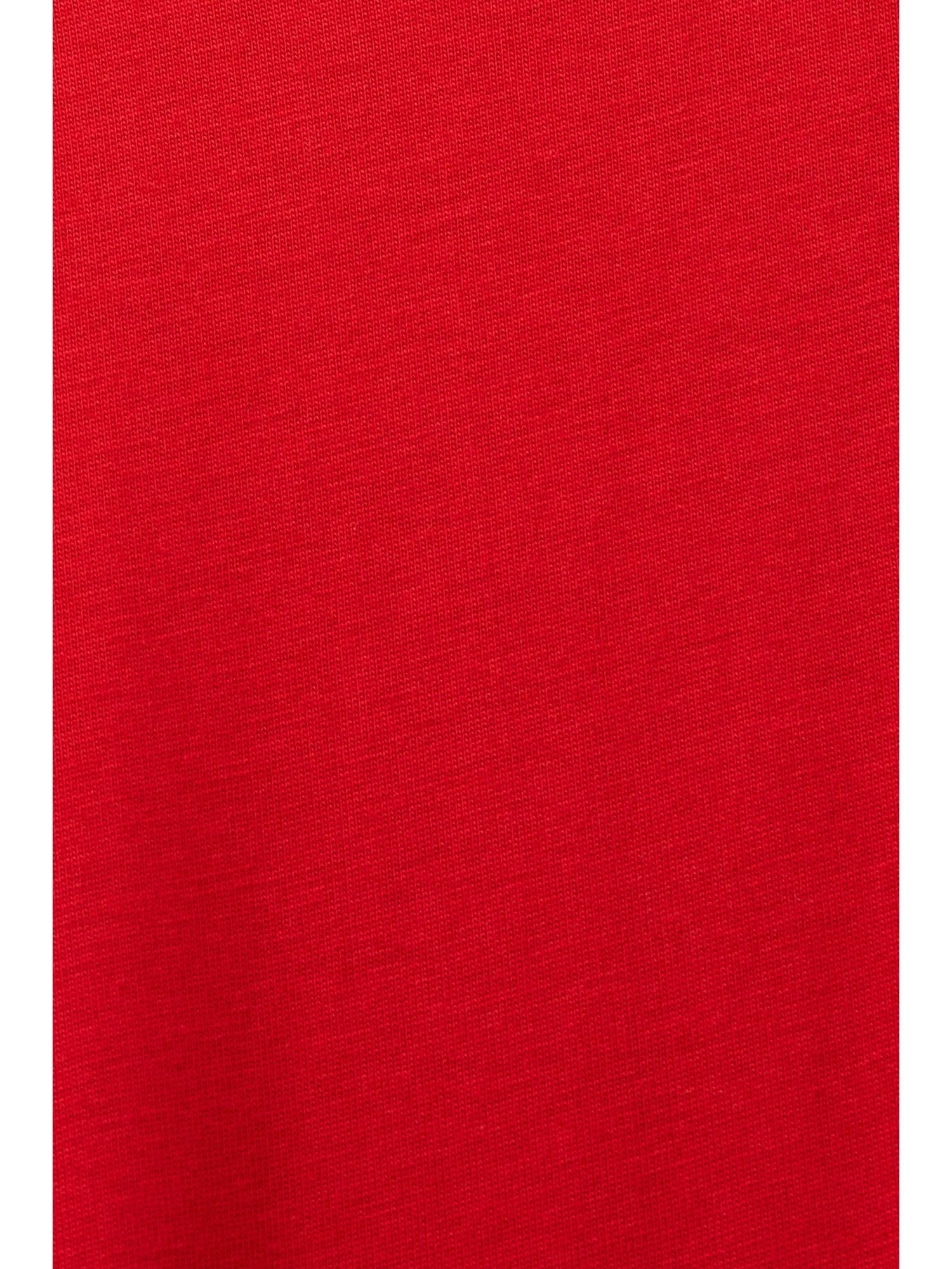 aus Pima-Baumwolljersey (1-tlg) Rundhals-T-Shirt RED Esprit DARK Collection T-Shirt
