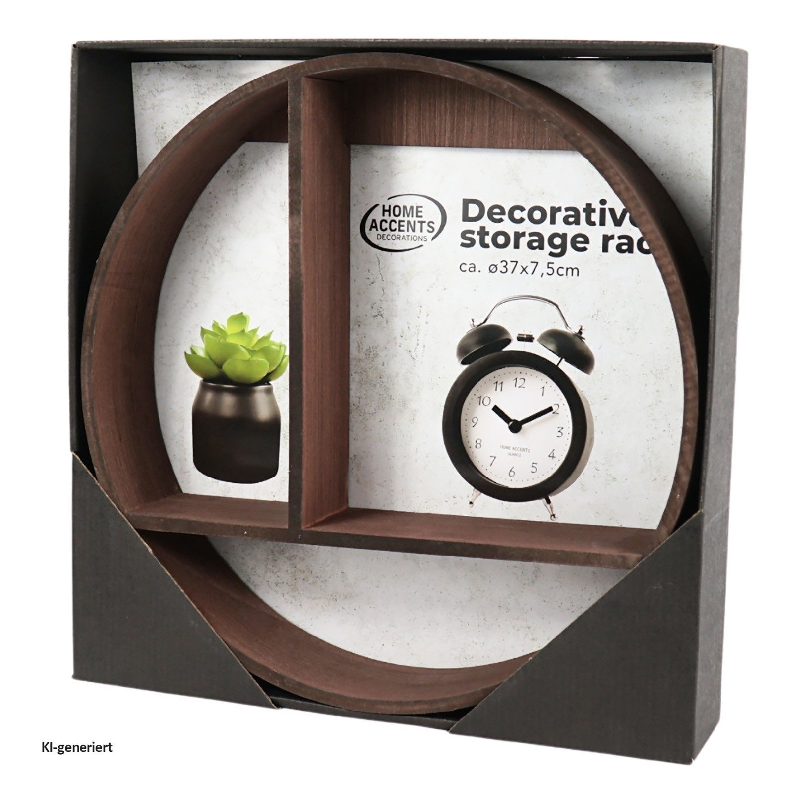 HTI-Living Wandregal Wandregal Ø 37 cm Holz Dunkelbraun, Stück 1-tlg., rundes Regal für die Wand – Bild 2 von 3
