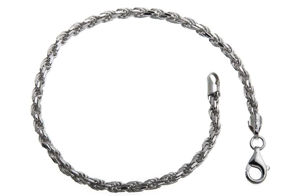 Silberarmband Kordelkette Armband 3mm - 925 Silber, Länge wählbar von 16-25cm