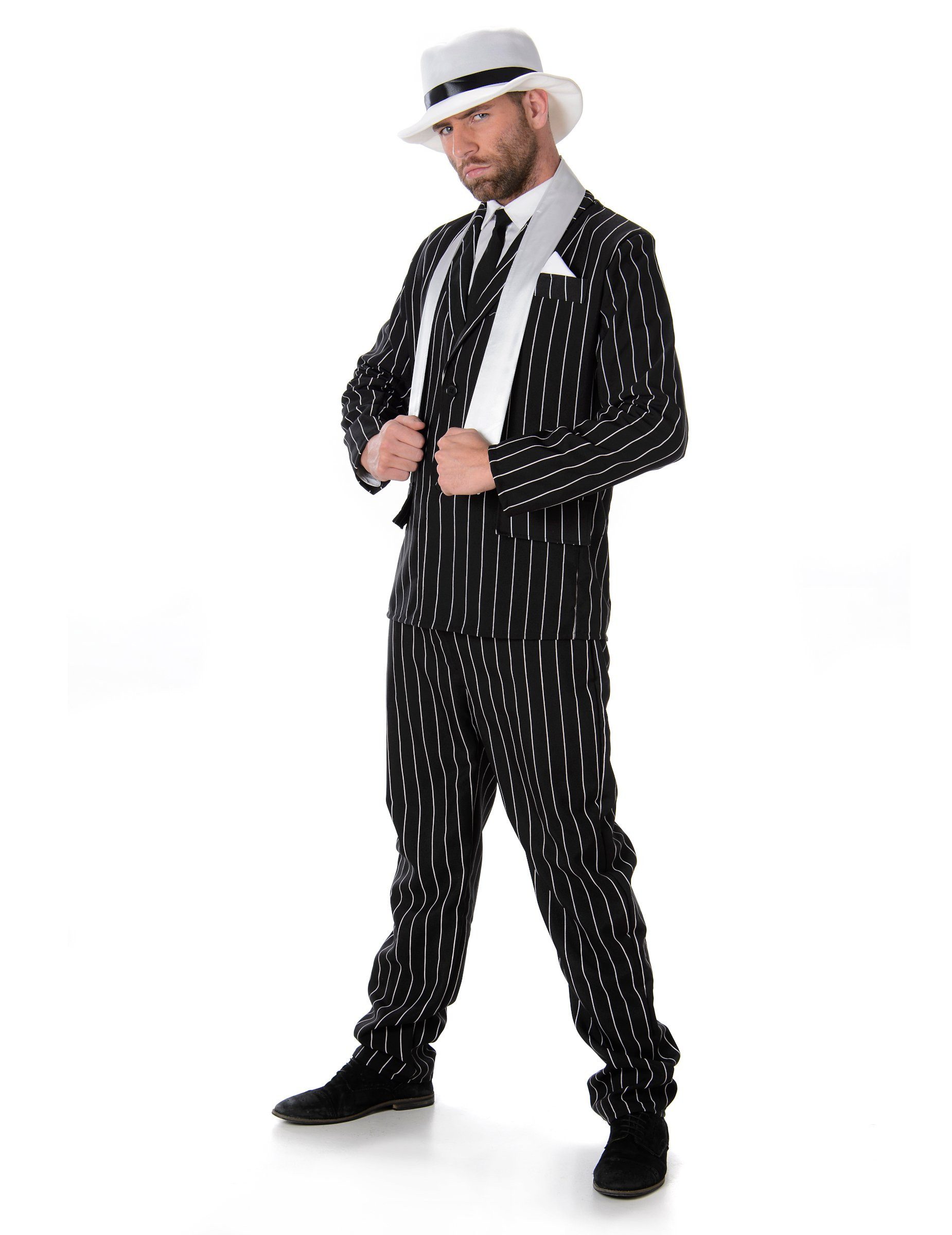 REDSUN Kostüm Ganovenkostüm für Herren Gangsterkostüm schwarz-weiss