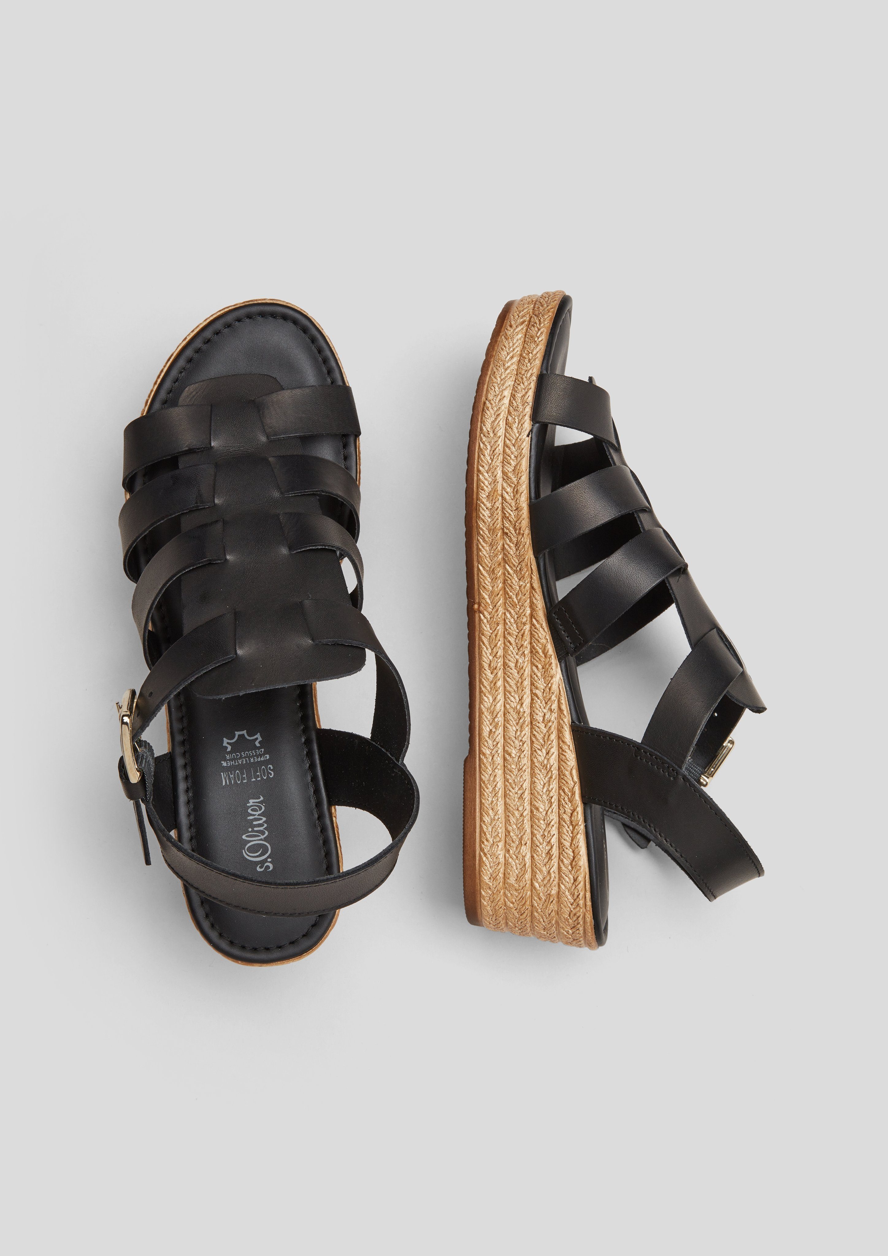Schuhe Sandalen s.Oliver Leder-Sandalen mit Keilabsatz Sandale