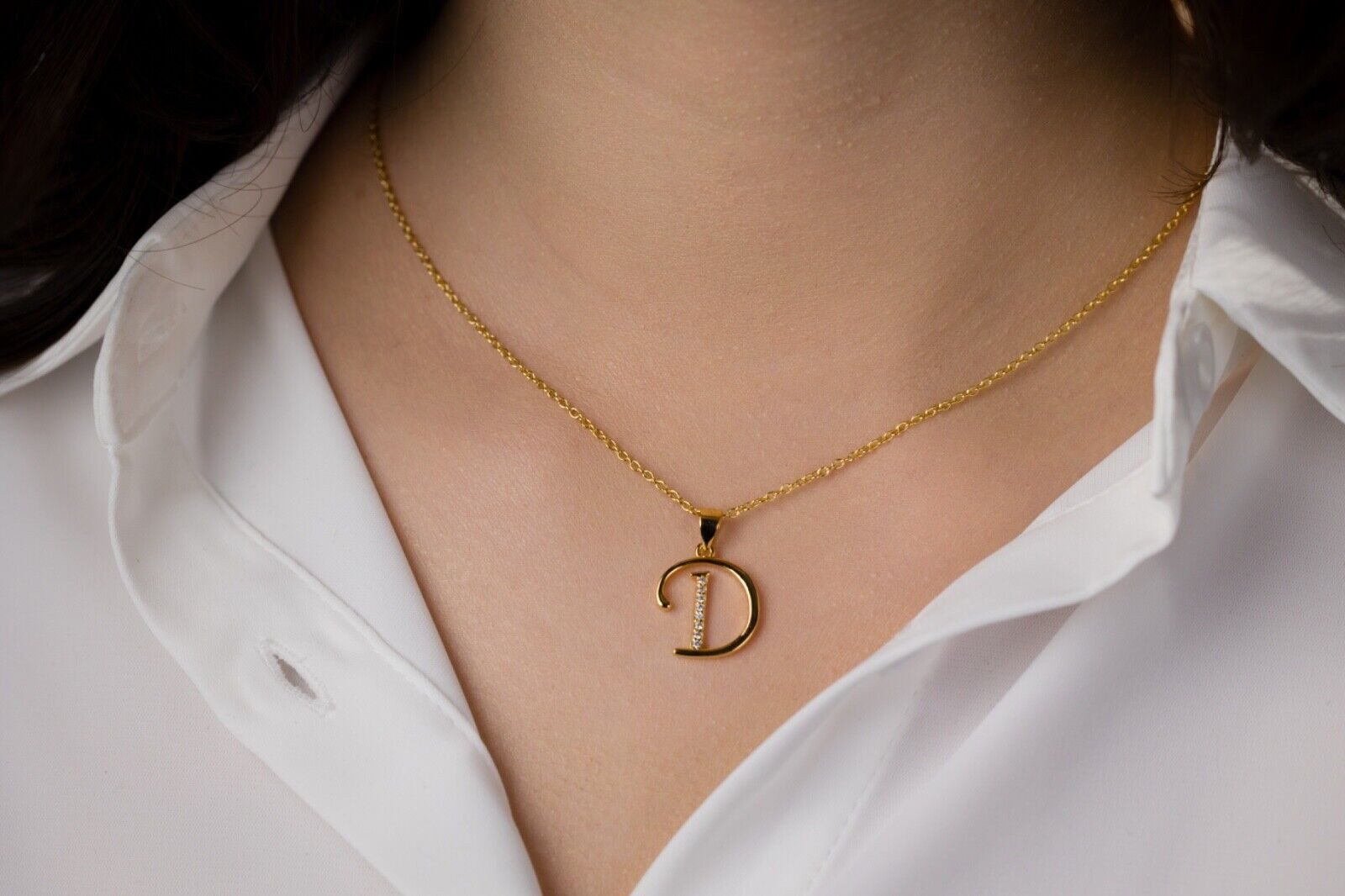 AMERITA Kette mit Anhänger Buchstaben D 925 Sterling Silber goldene Halskette Buchstabenkette, (inkl. Luxus Schmucketui), Geschenkidee für Frauen Damen – Bild 3 von 5