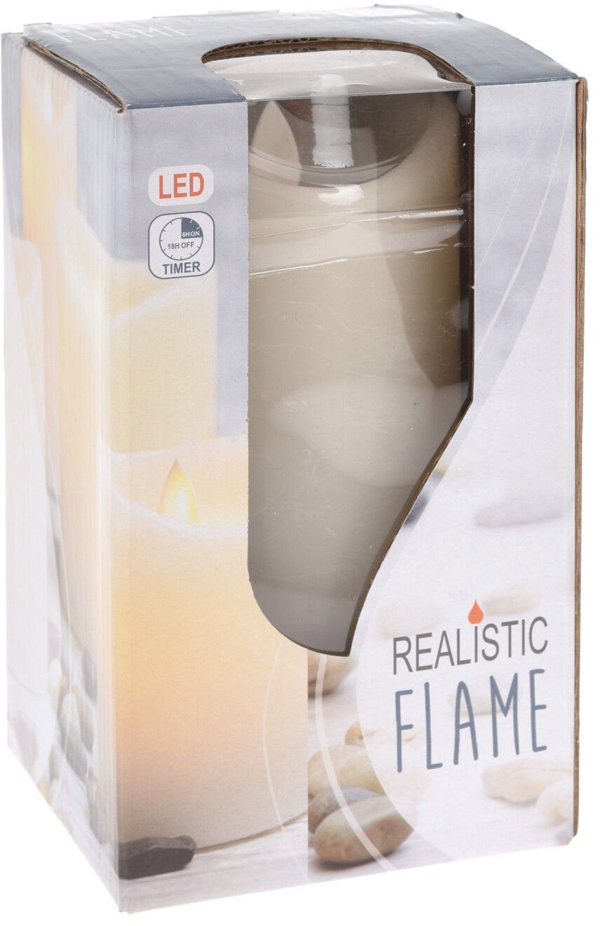 Spetebo LED-Kerze LED Echtwachs Kerze creme weiß - 15 x 7,5 cm (4er Set, 1-tlg., LED Kerze 15 cm), inkl. Timer