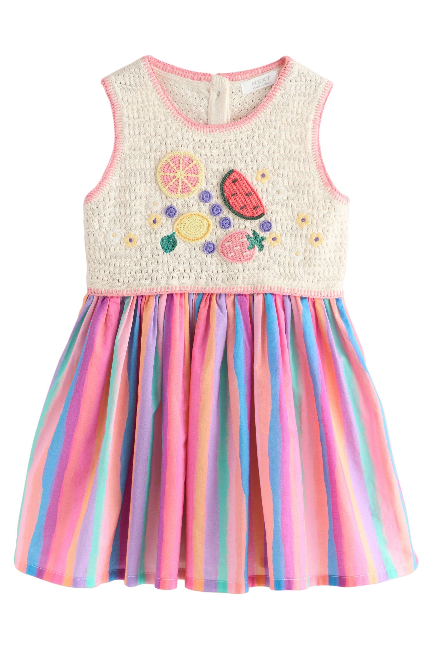 Next Strickkleid Besticktes Kleid mit Früchtemotiv (1-tlg)