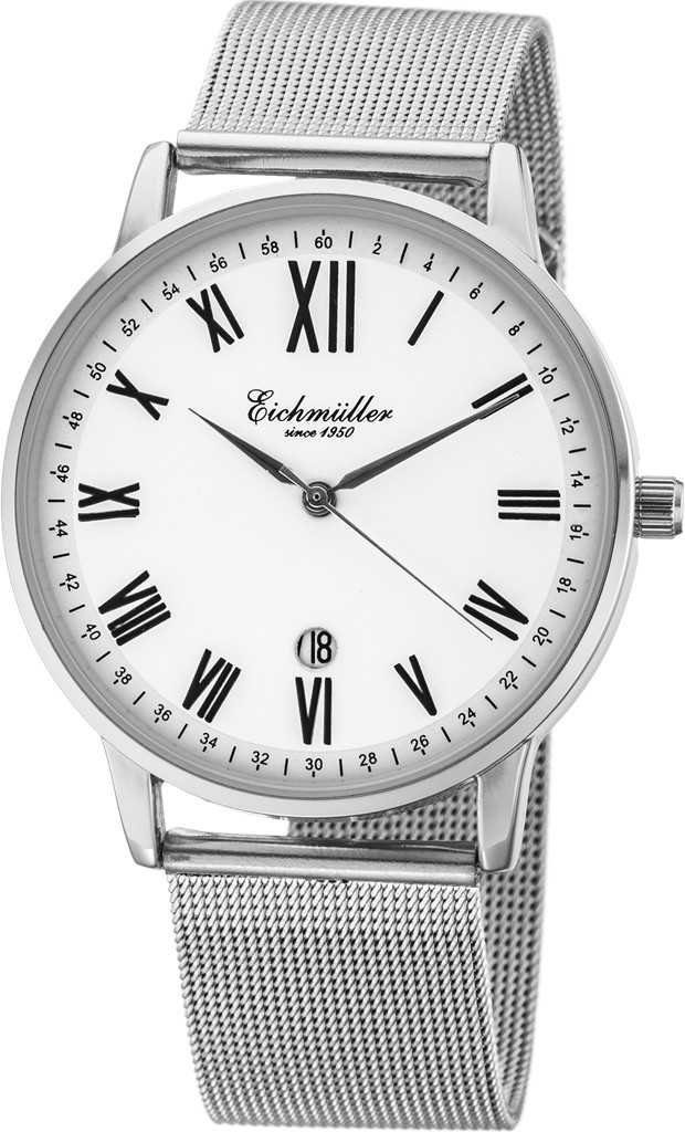 Eichmüller Quarzuhr Herrenuhr RE1104 silberfarben Milanaiseband 40 mm