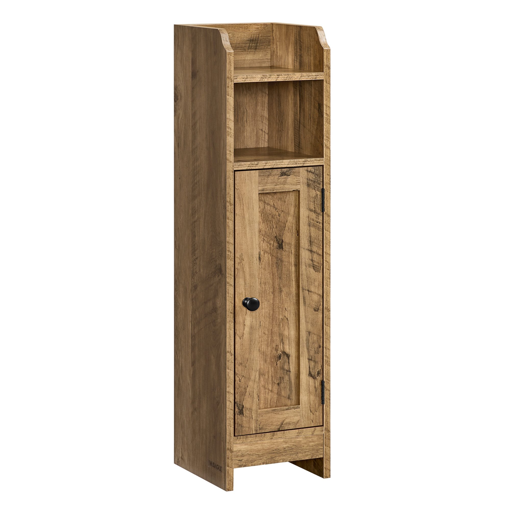 VASAGLE Badkommode Badezimmerschrank Badschrank schmal, stehend, verstellbare Ablagen, 20 x 18 x 80 cm,schmal,stehend,mit Tür und Regal