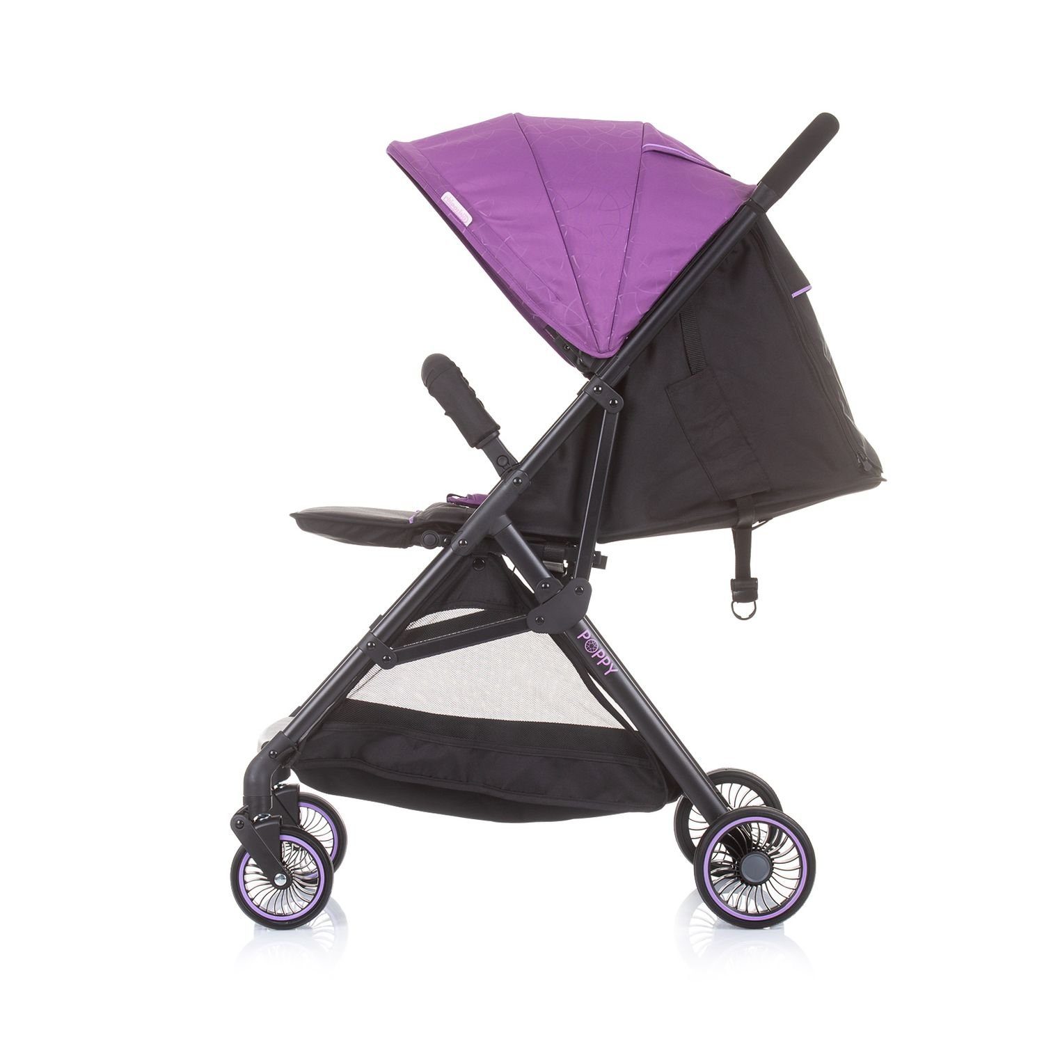 Chipolino Kinder-Buggy Kinderwagen klappbar, lila 5-Punkt-Gurt Korb, Sonnendach, Poppy