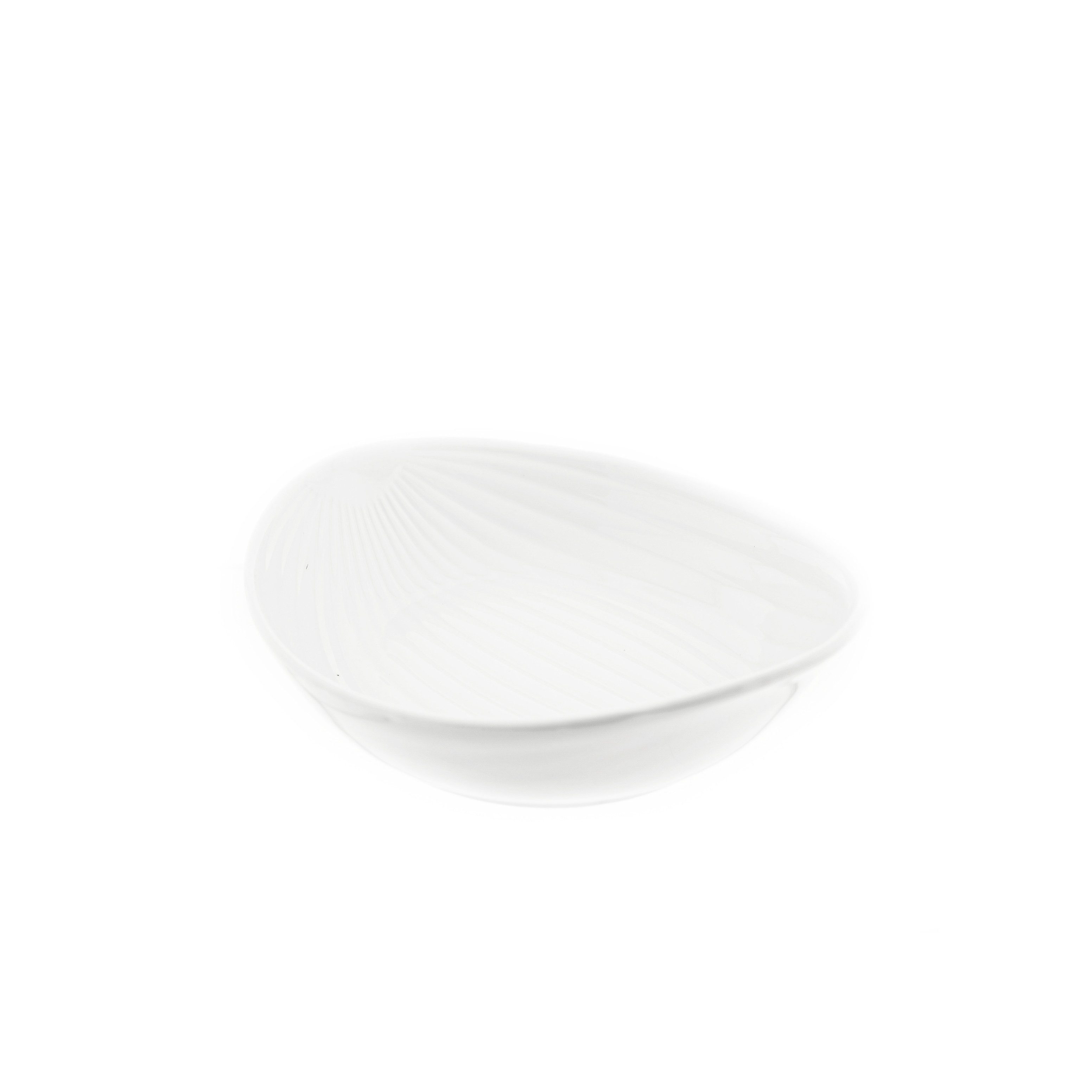 Sunay Snackschale 8 Teiliges Set in Weiß aus Porzellan Riffle Design Ovalförmig, (8-tlg)
