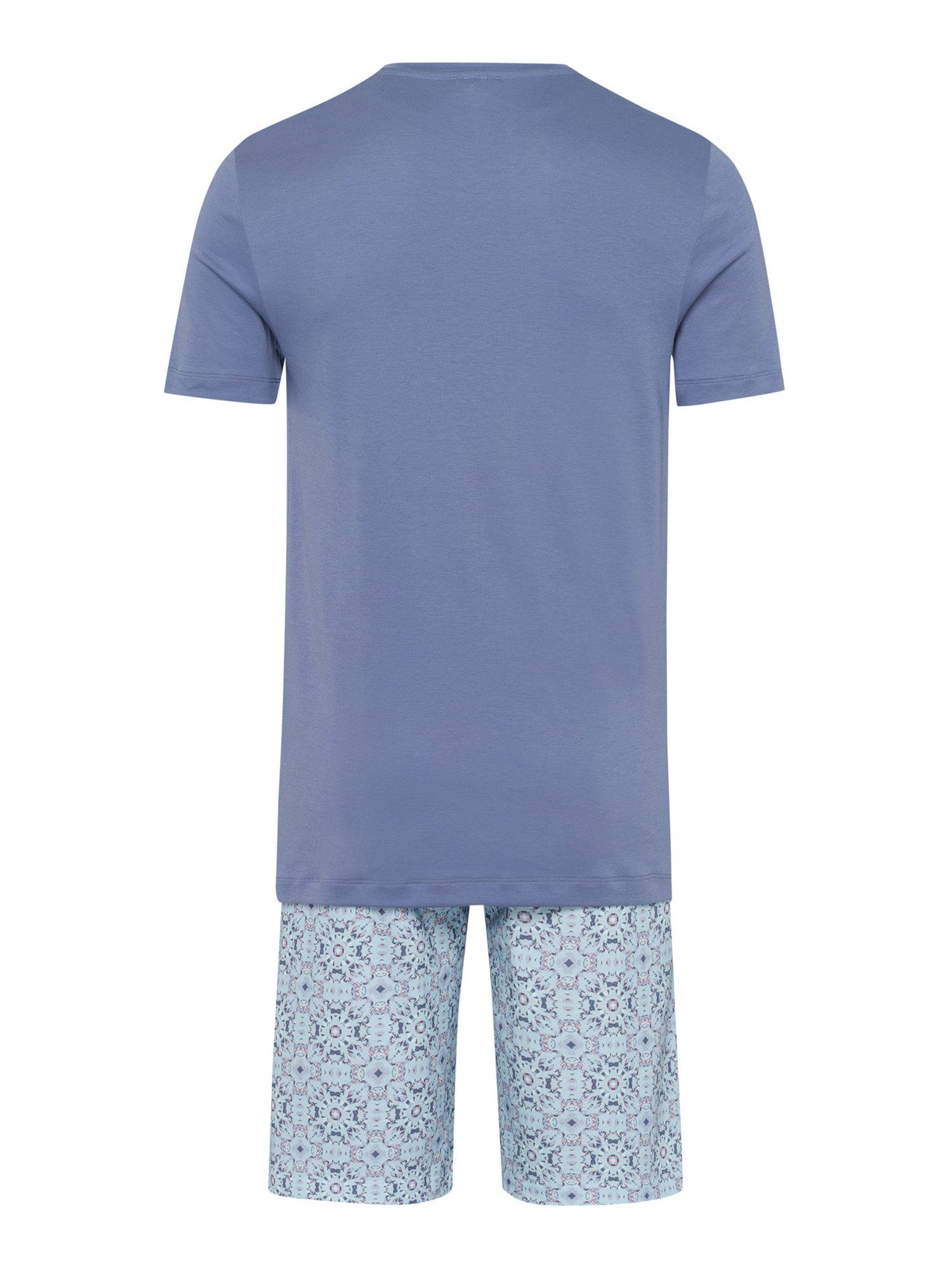 Pyjama print tile Night Day blue Kurzarm & Hanro