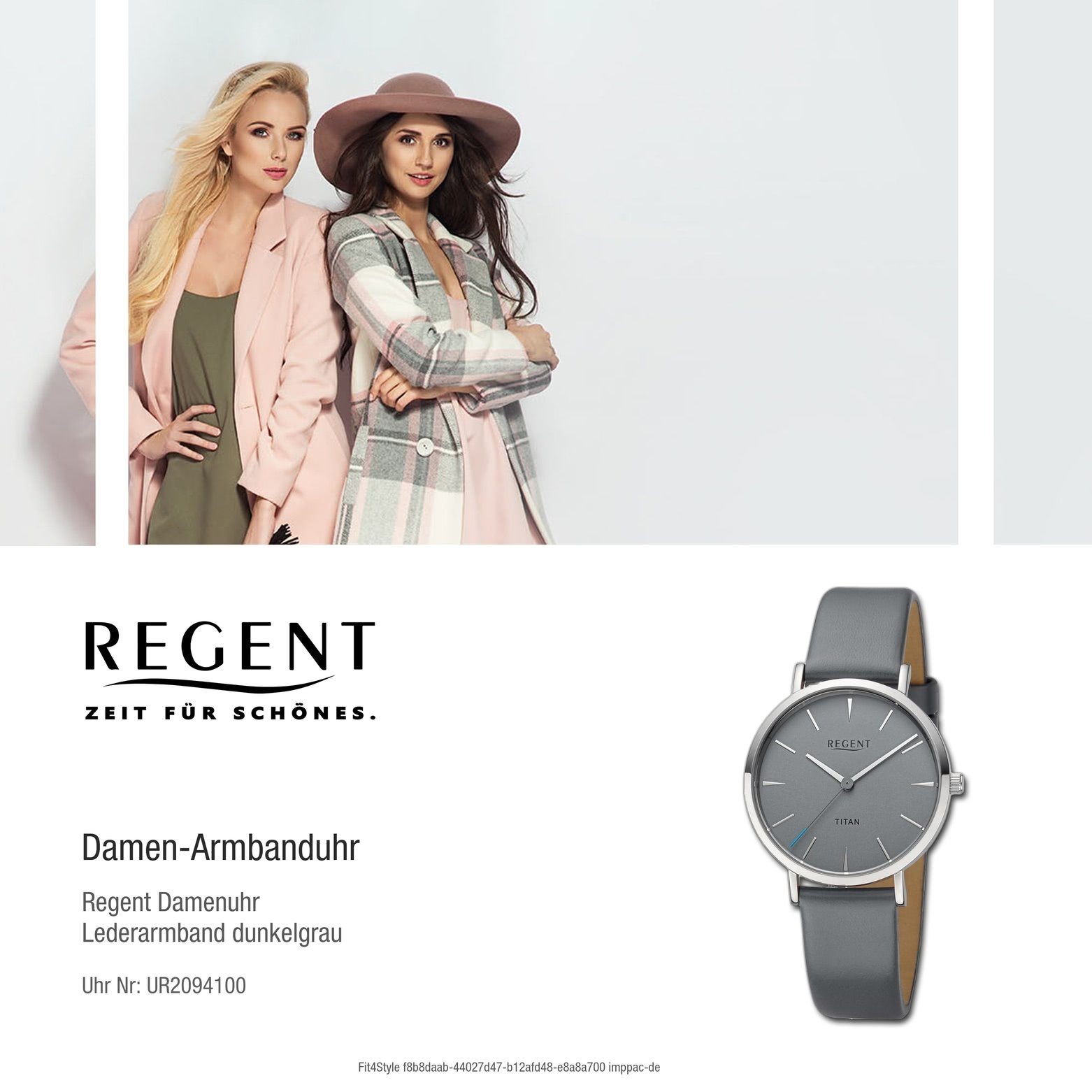 Regent Quarzuhr Lederarmband extra Damen 36mm), Damen (ca. Armbanduhr Regent Analog, Armbanduhr rund, groß